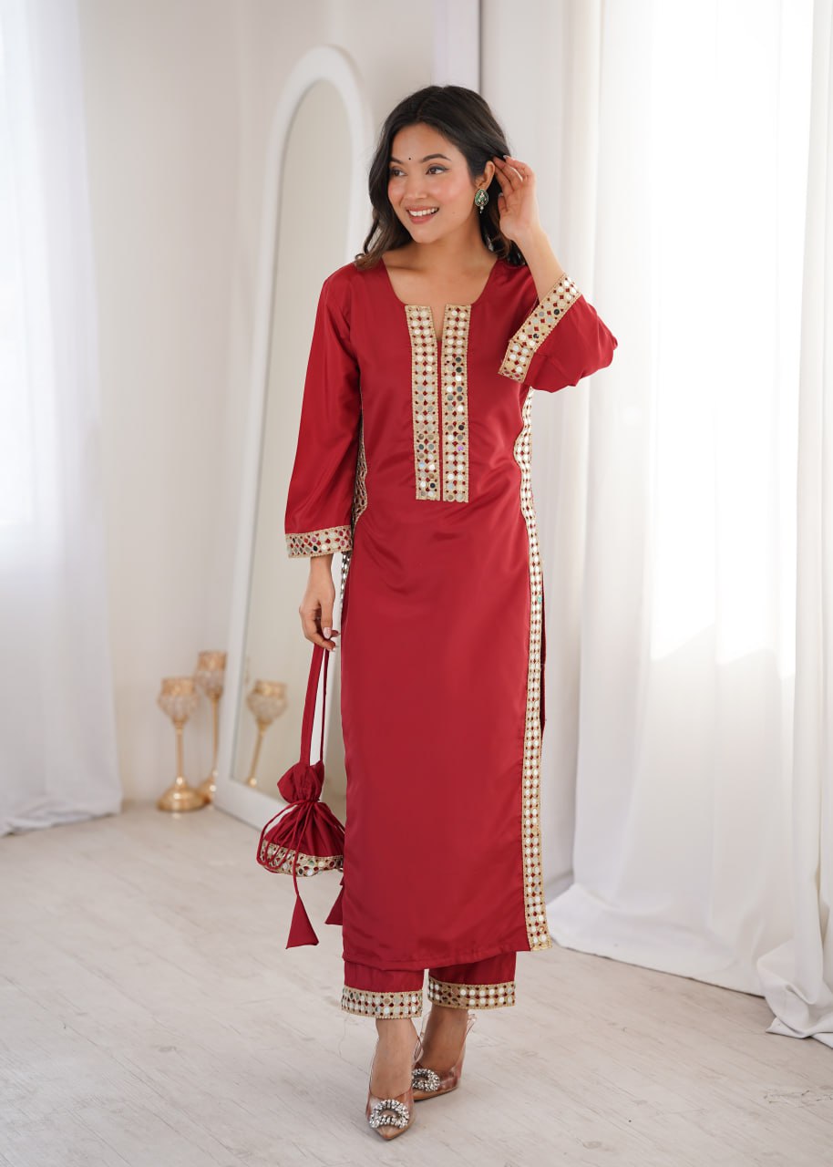 Natural Crepe kurti Set
