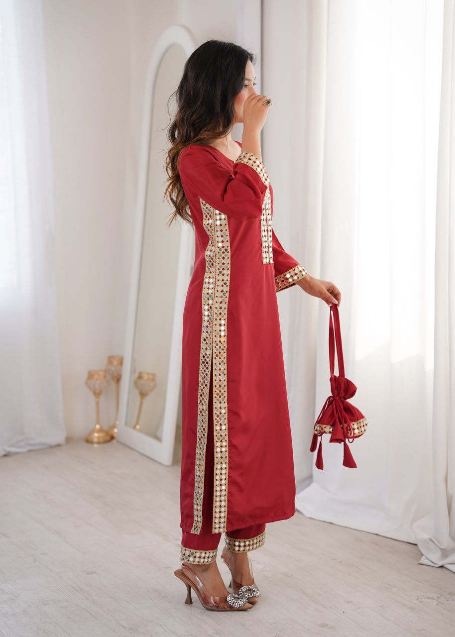 Natural Crepe kurti Set