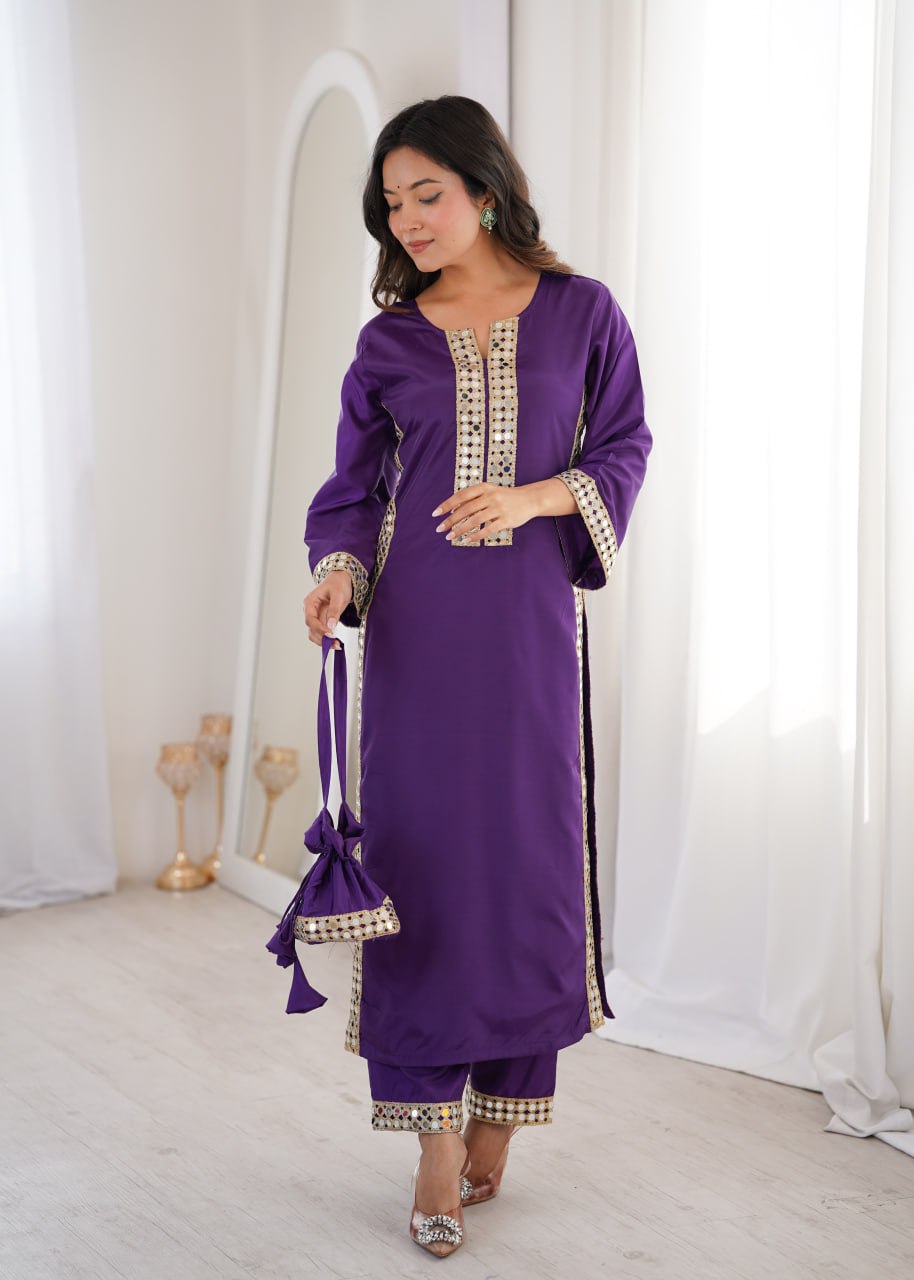 Natural Crepe kurti Set