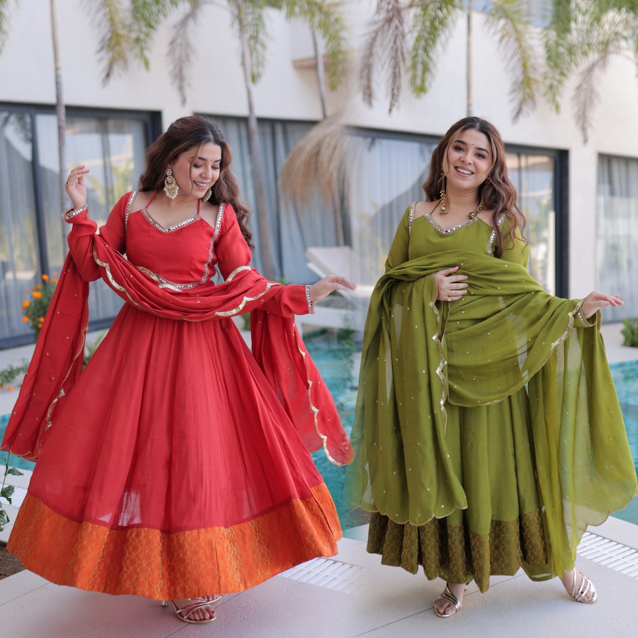 MAL CHANDERI KURTI PANT SET
