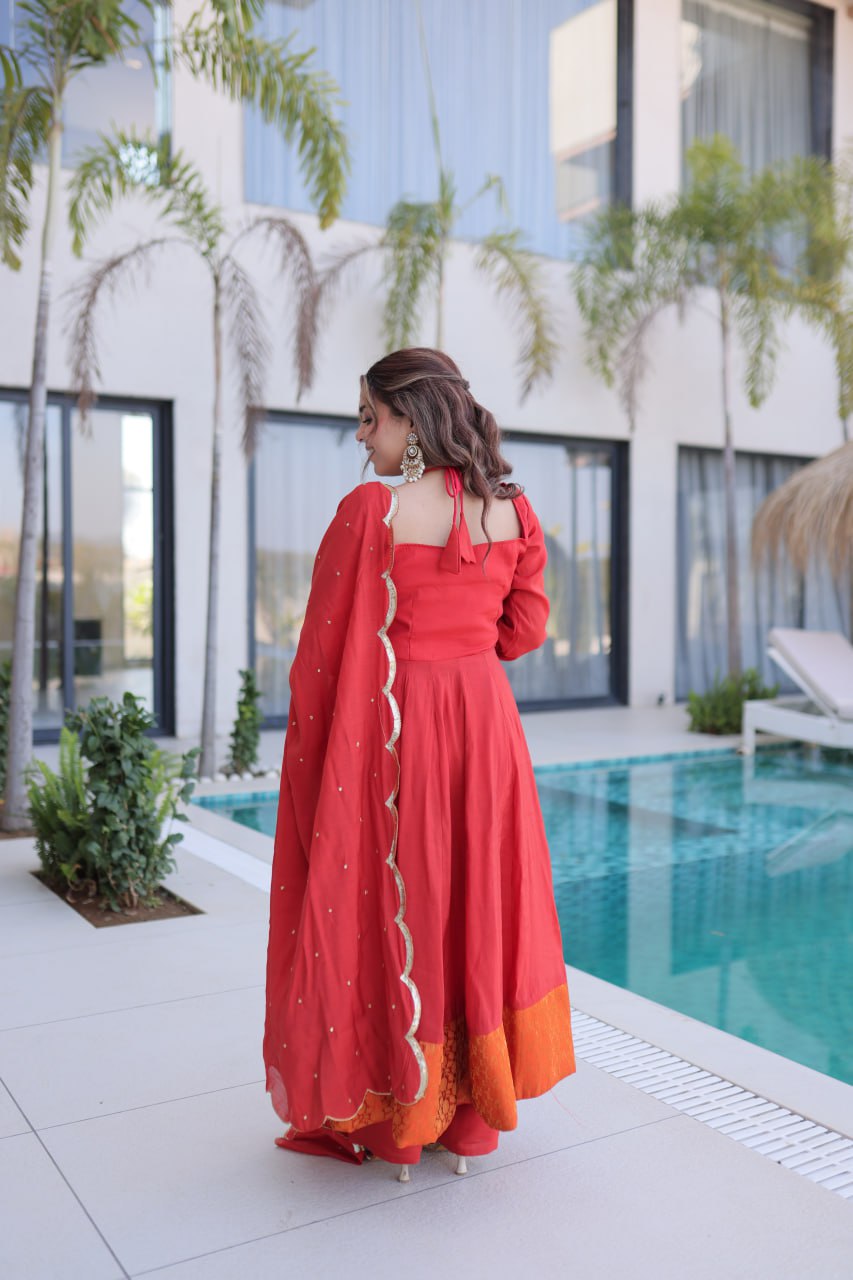 MAL CHANDERI KURTI PANT SET
