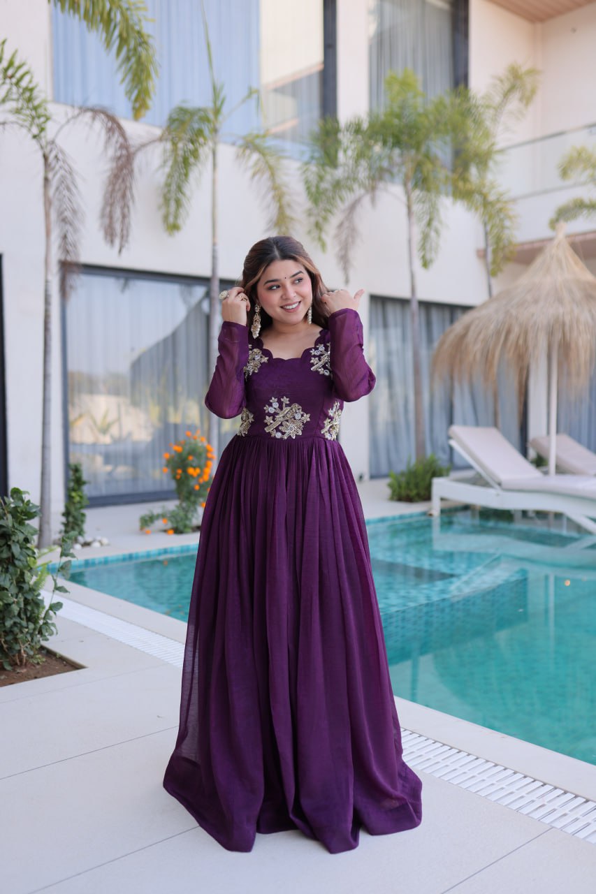 Silver Crunchy Gown Set