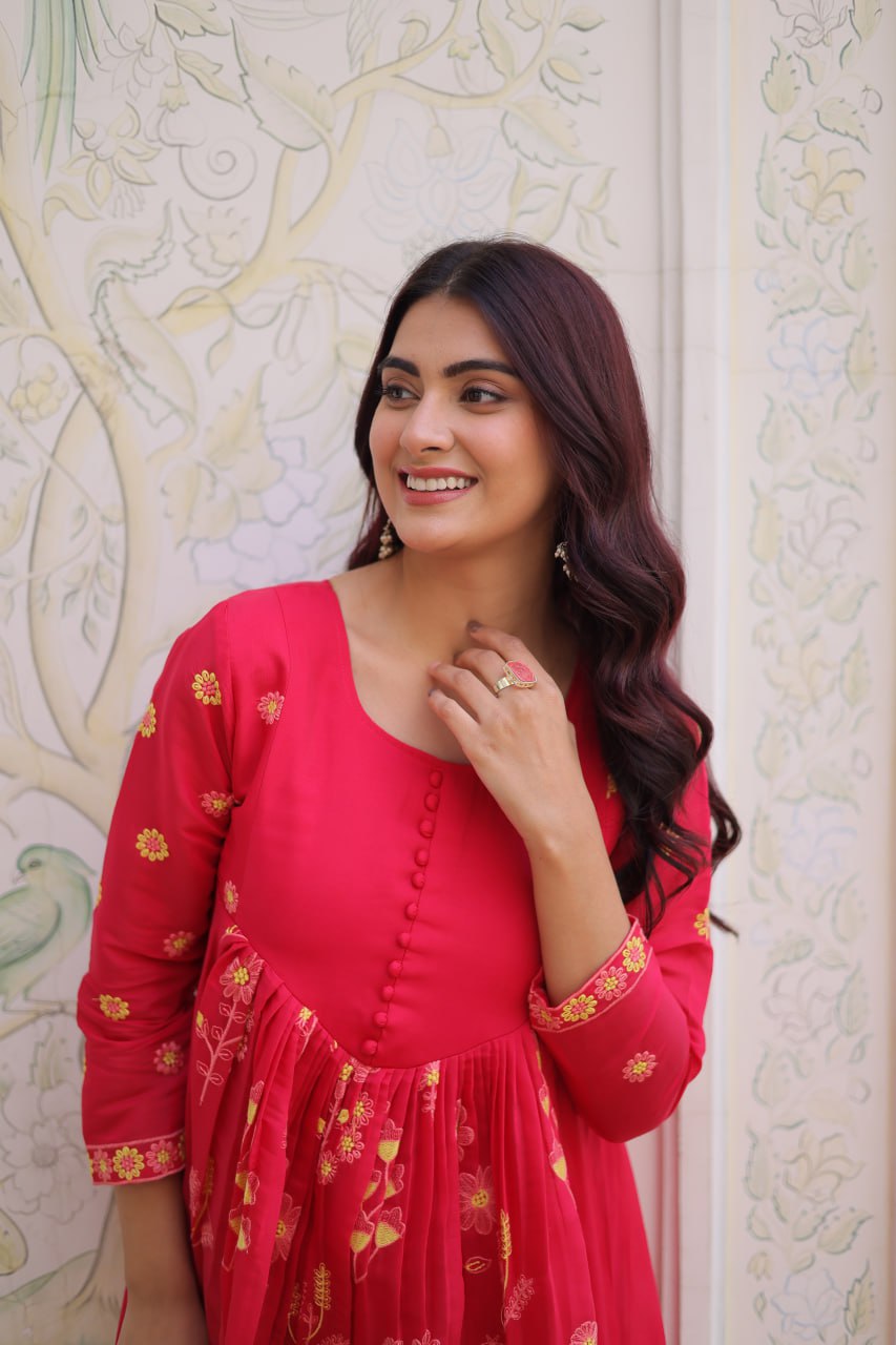 MAL CHANDERI KURTI SET