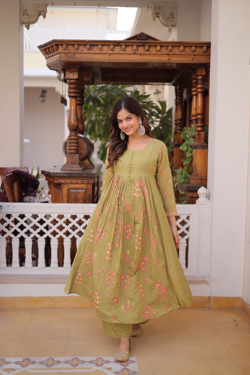 MAL CHANDERI KURTI SET