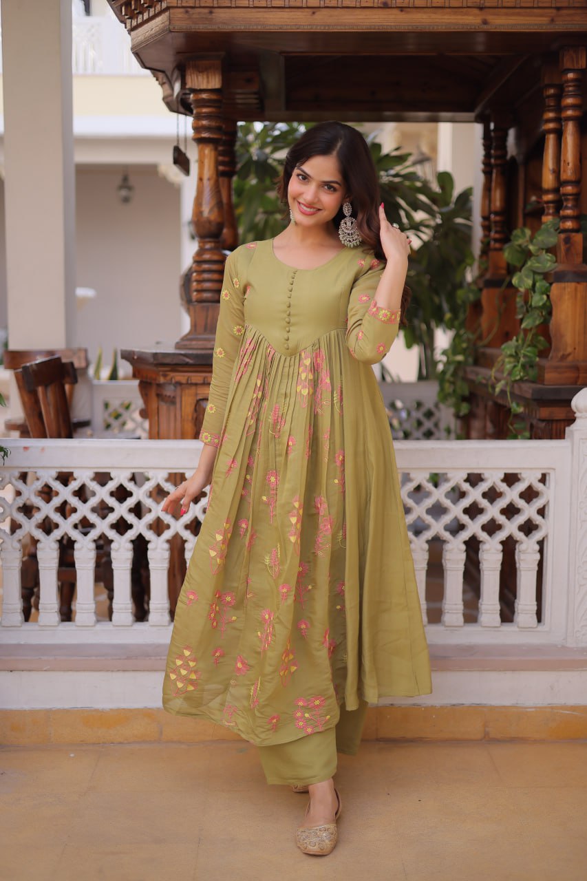 MAL CHANDERI KURTI SET