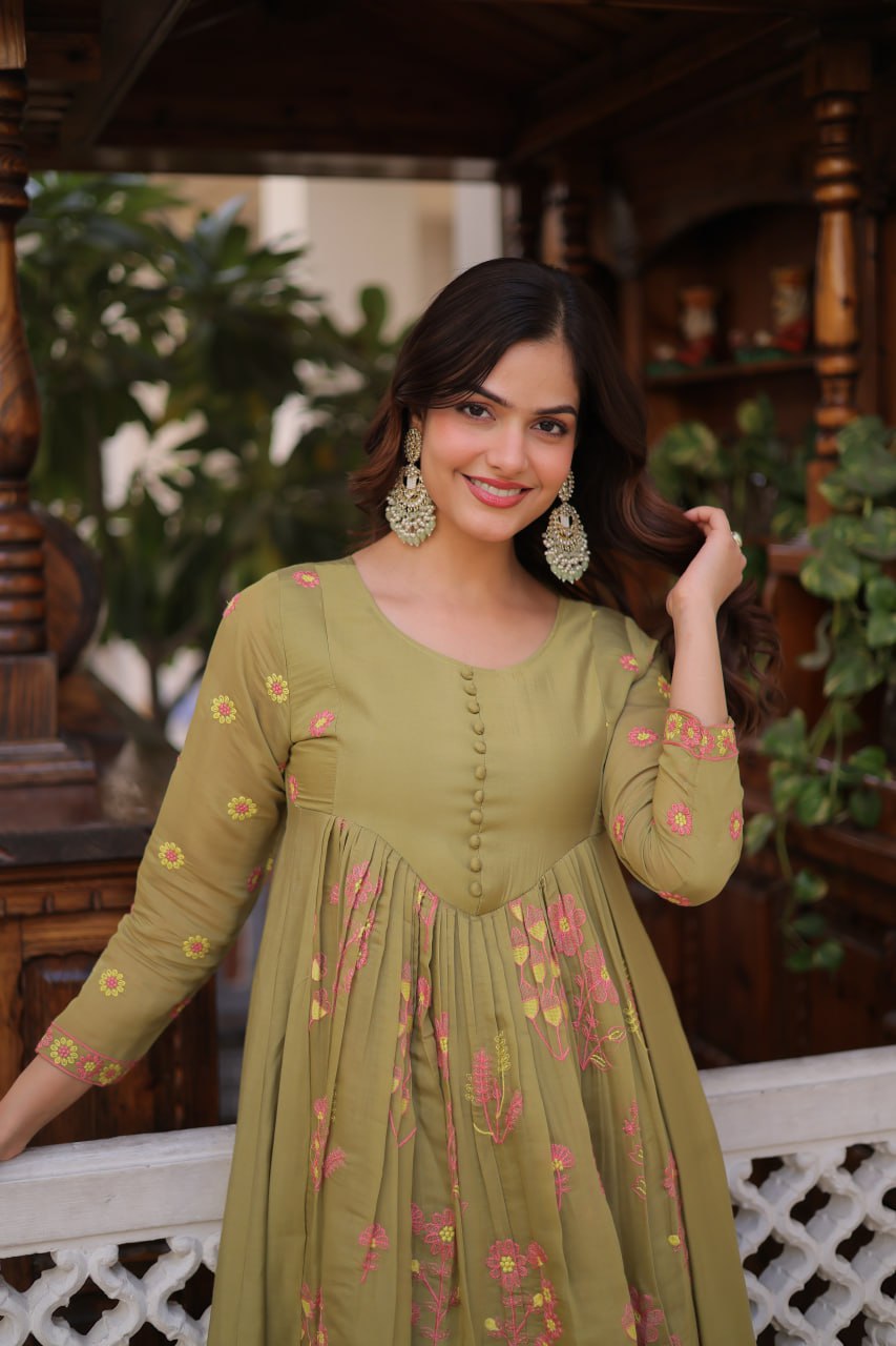 MAL CHANDERI KURTI SET