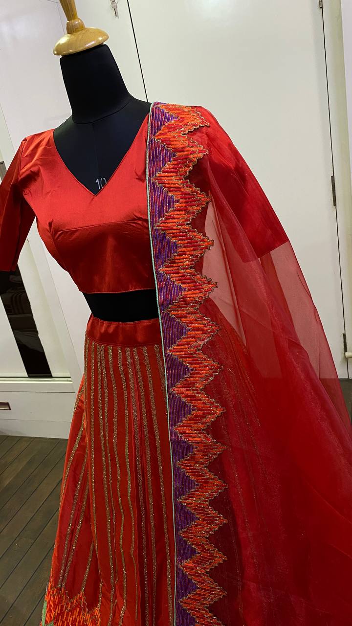 Get ready to groove on desi beats with this beautiful lehenga set
