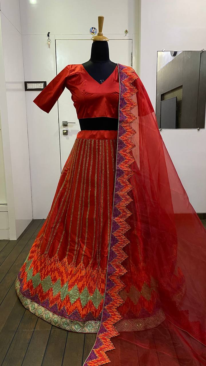 Get ready to groove on desi beats with this beautiful lehenga set