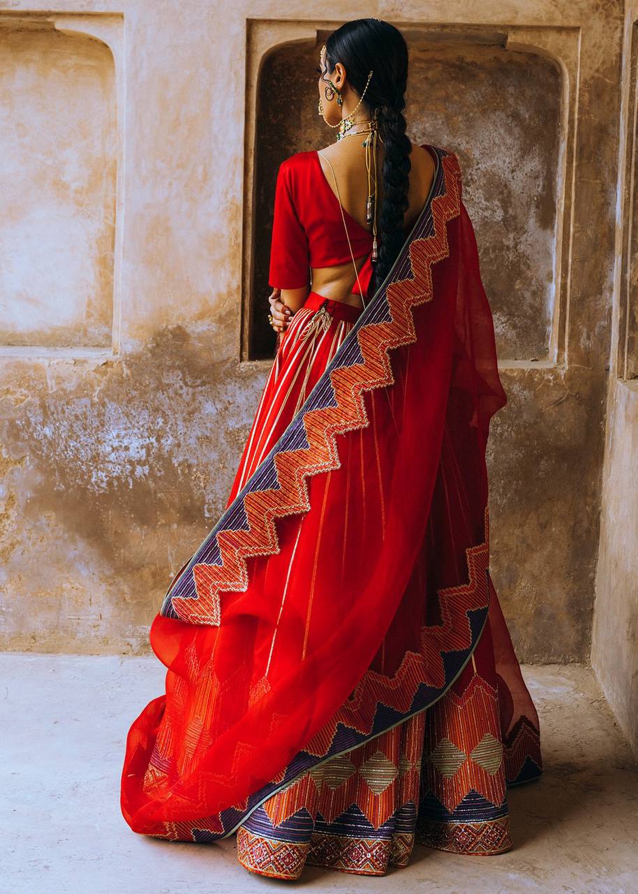 Get ready to groove on desi beats with this beautiful lehenga set