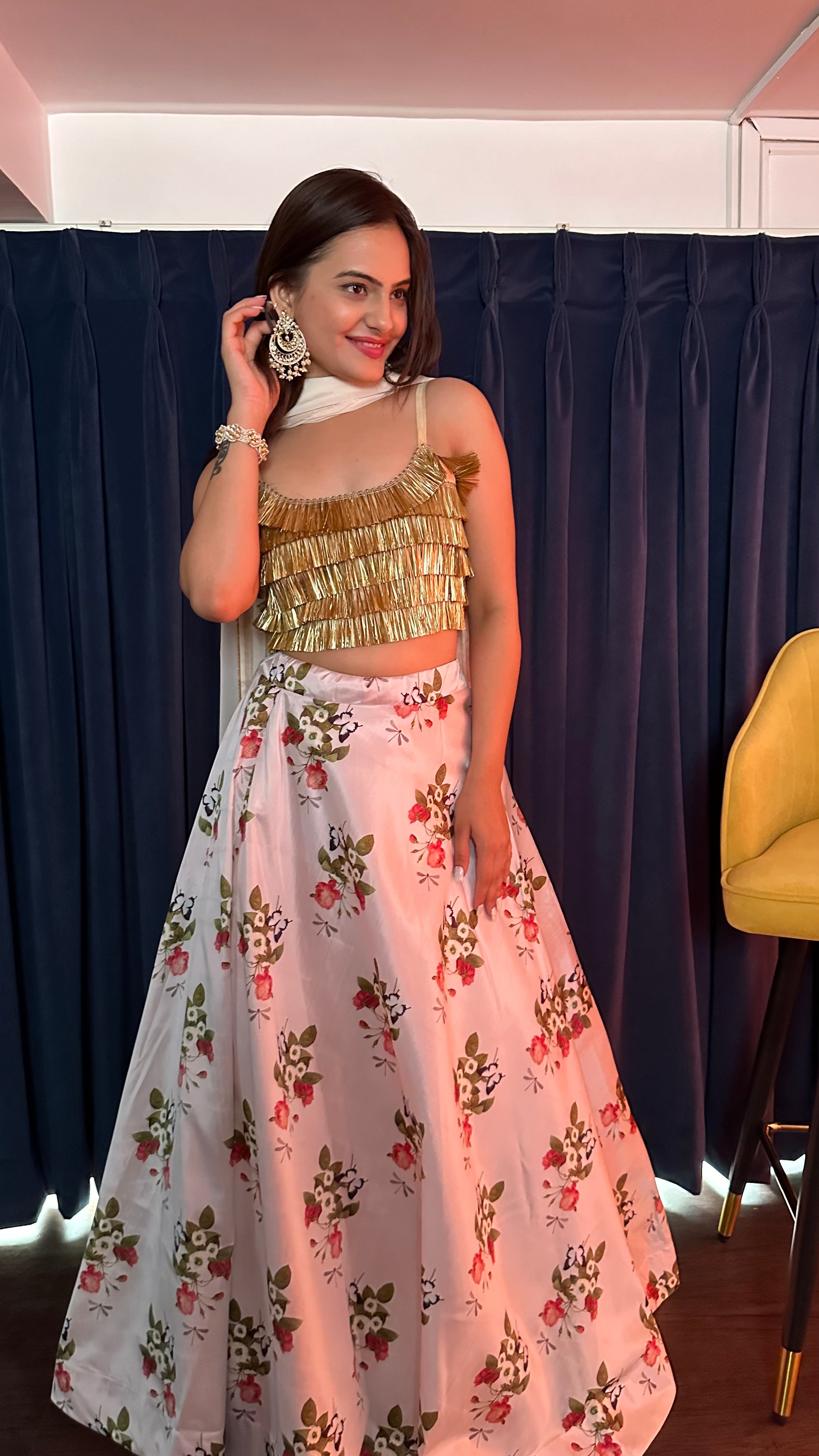 Add a touch of floral magic to your wardrobe with this stunning lehenga set