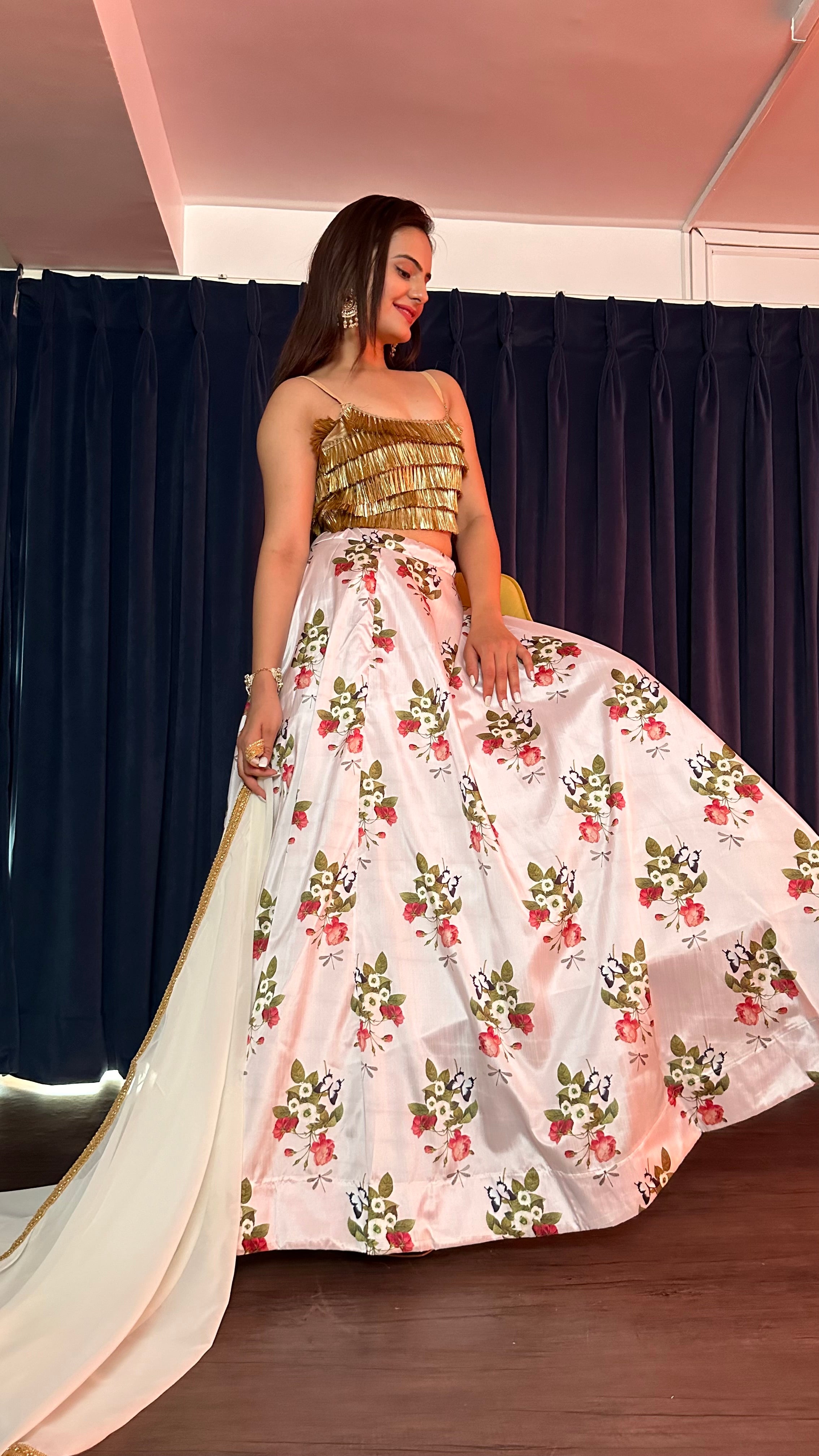 Add a touch of floral magic to your wardrobe with this stunning lehenga set