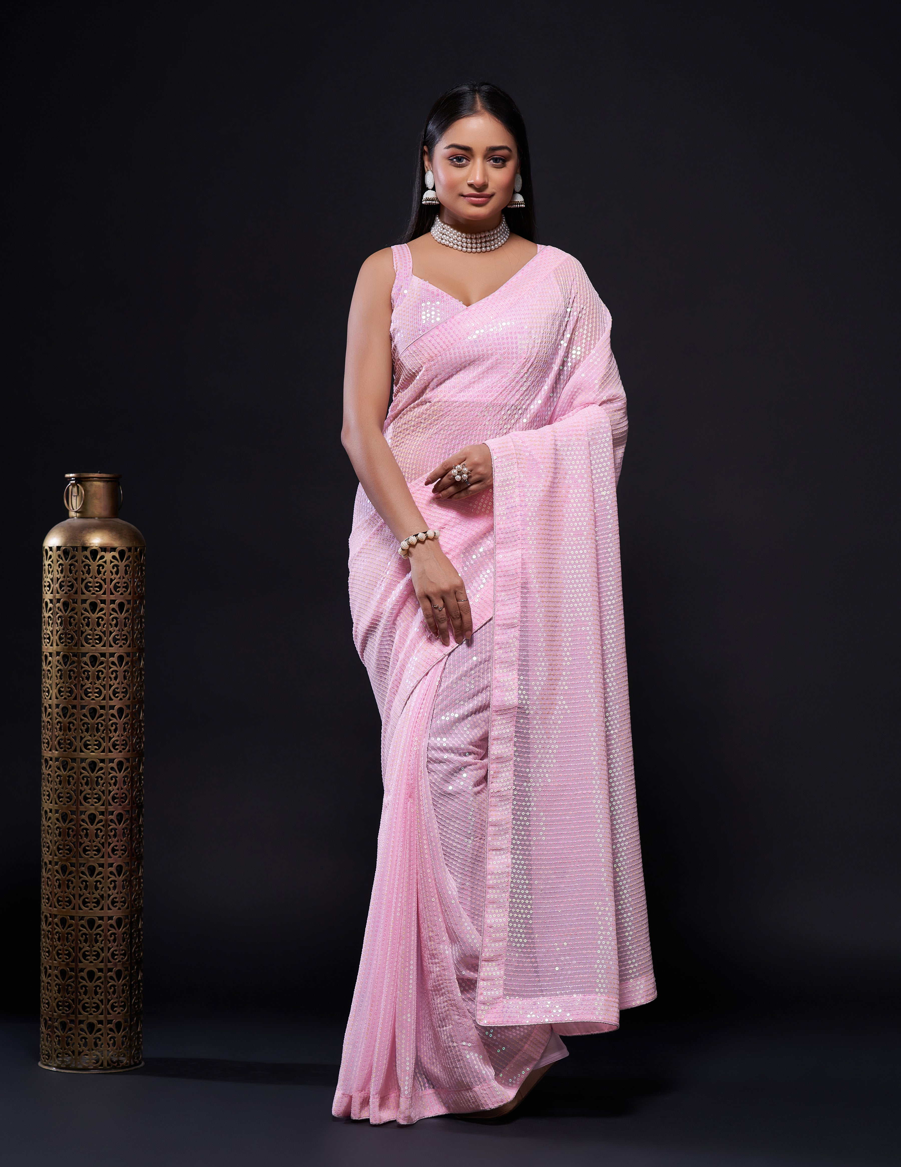 Fashion Book Present Stunning Georgette Rainbow sequence saree