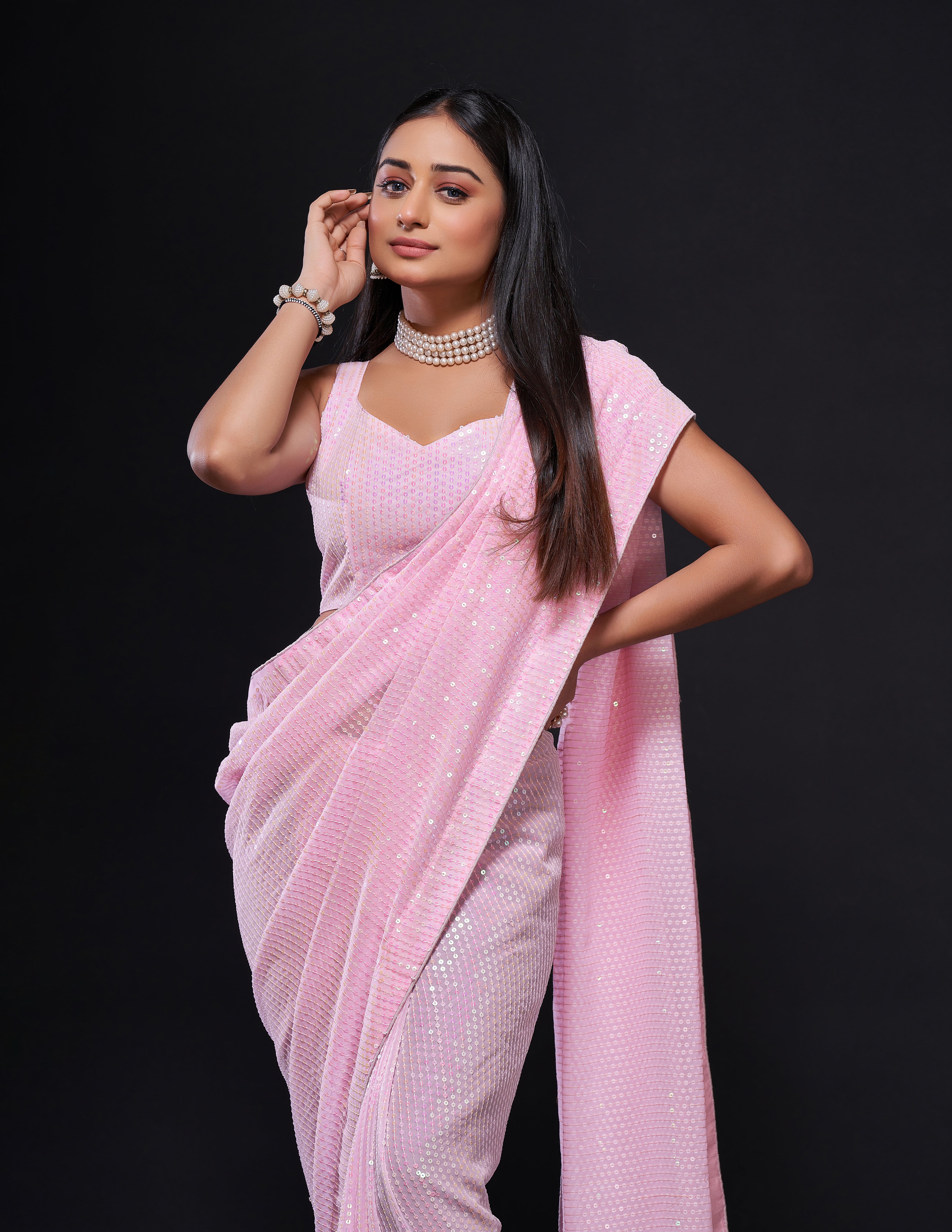 Fashion Book Present Stunning Georgette Rainbow sequence saree