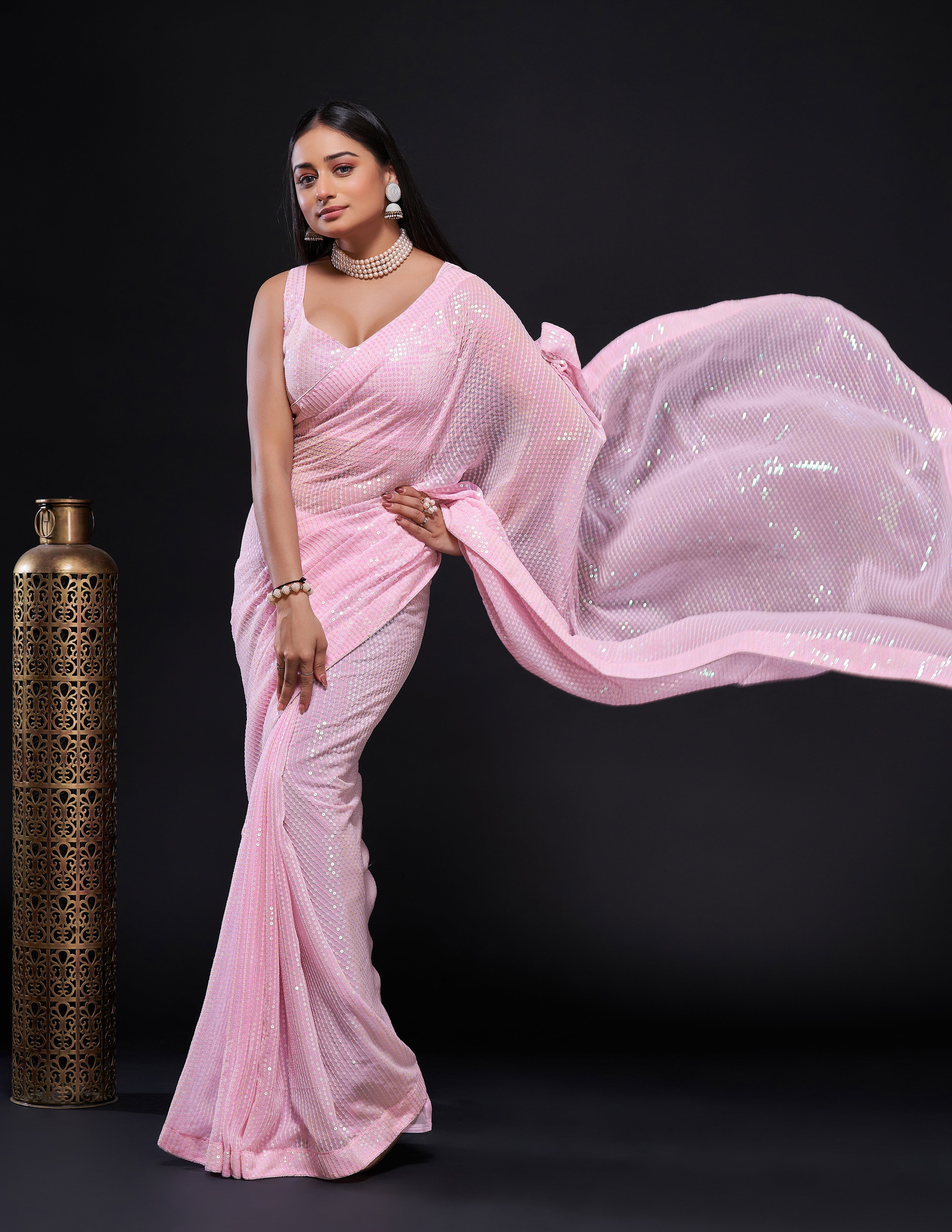 Fashion Book Present Stunning Georgette Rainbow sequence saree