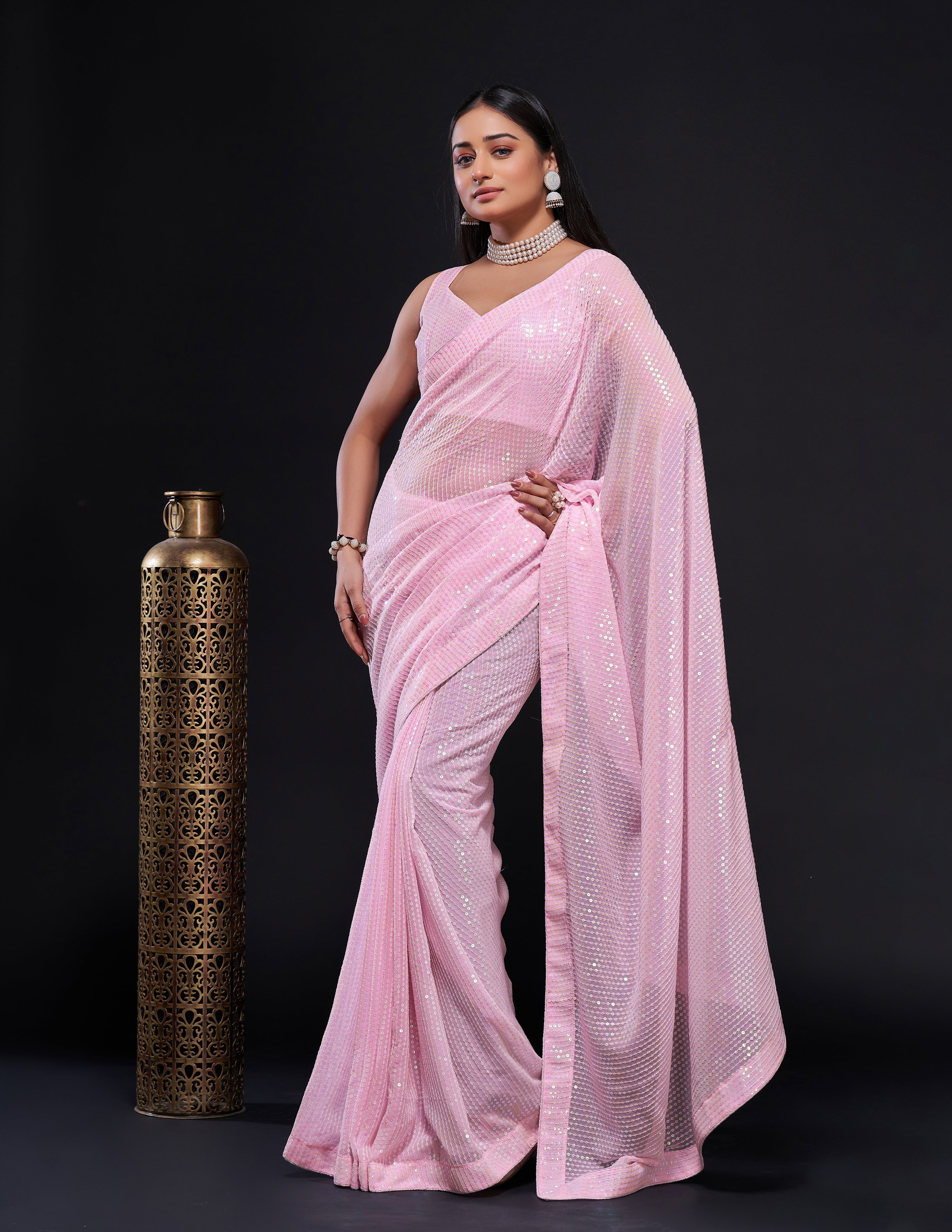 Fashion Book Present Stunning Georgette Rainbow sequence saree