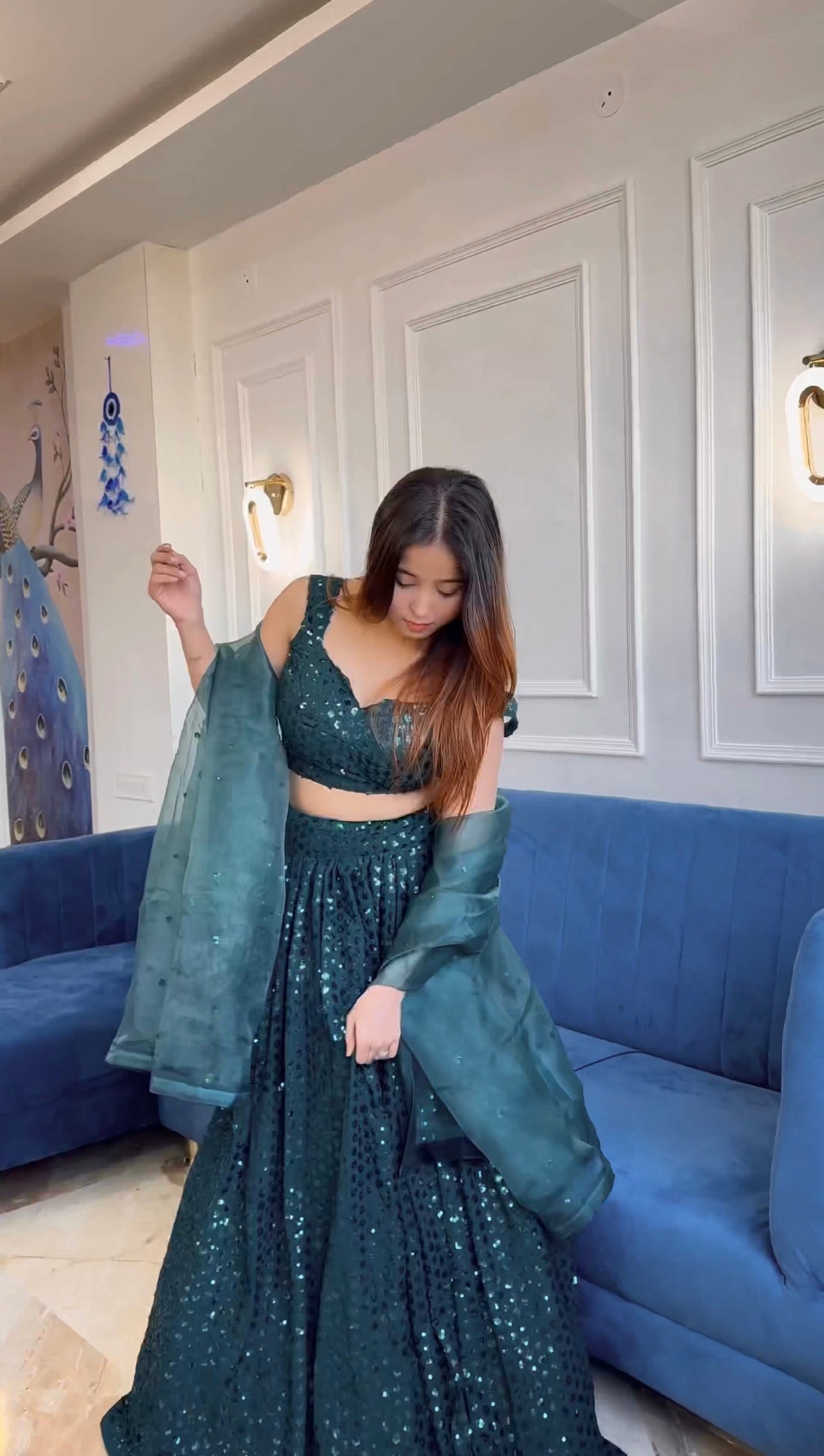 Dazzle this festive season with this beautiful sequins lehenga set