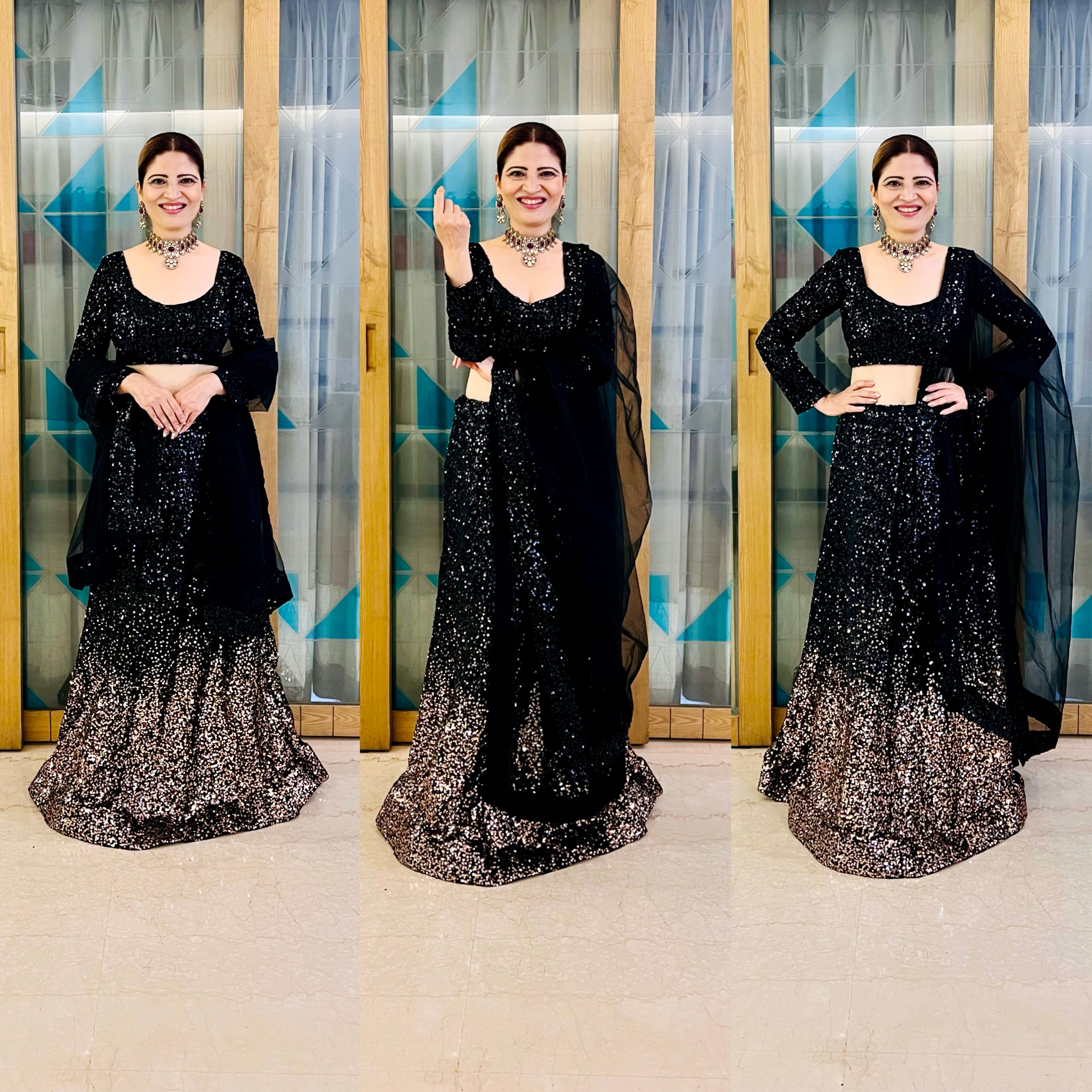Dazzle this festive season with this beautiful sequence lehenga