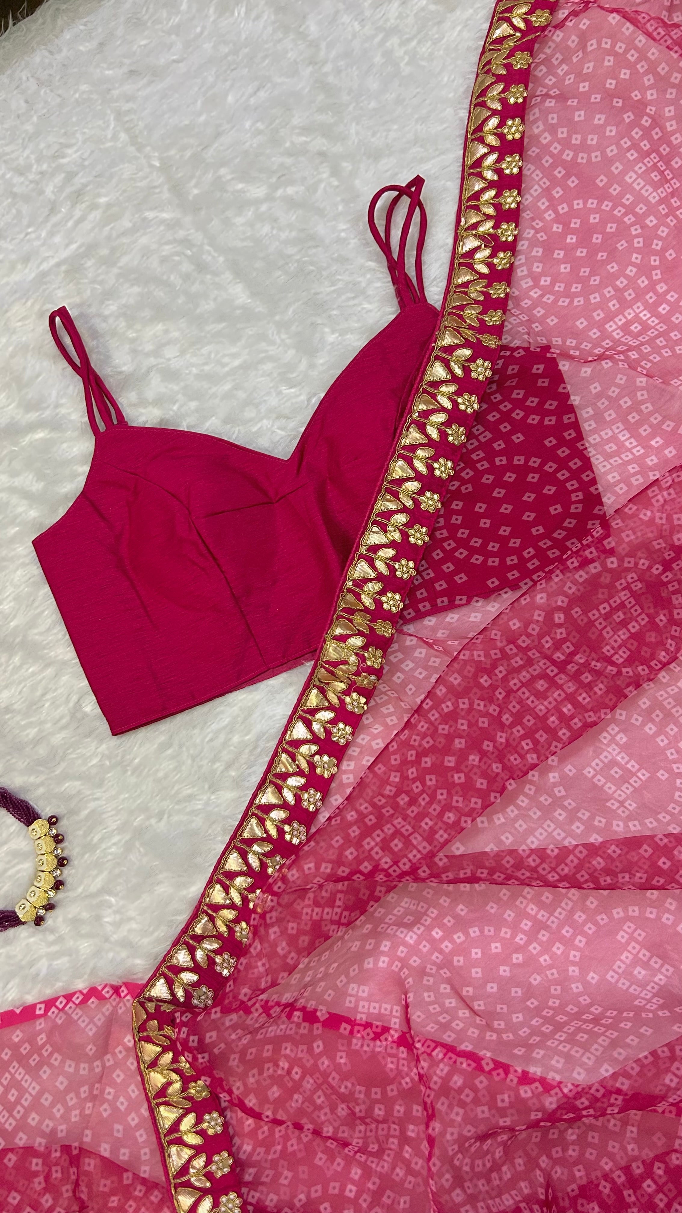 This saree is a Mood . Featuring: Bloom Bandhani Organza Saree