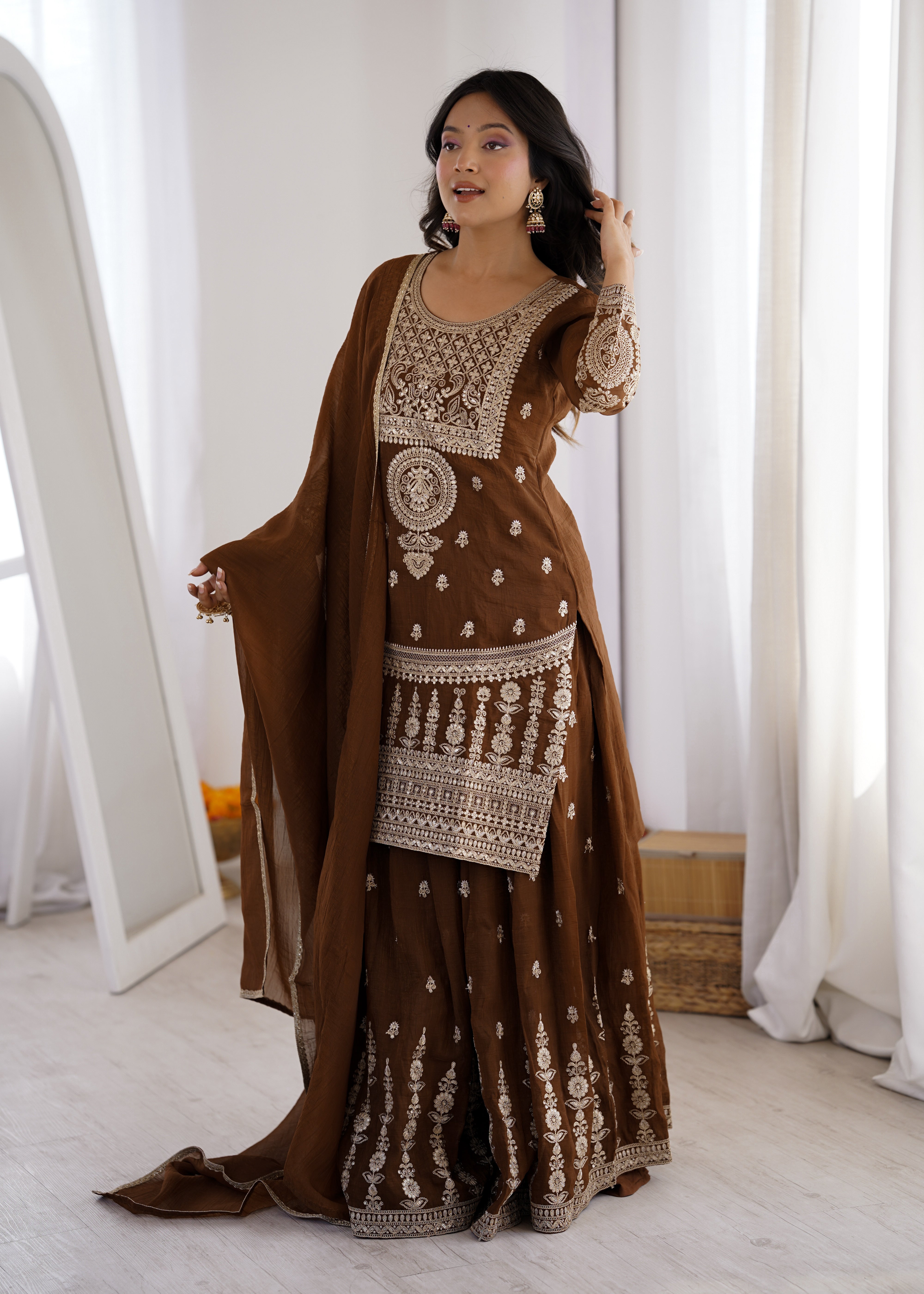 SOFT CRUNCHY SILK SHARARA SET