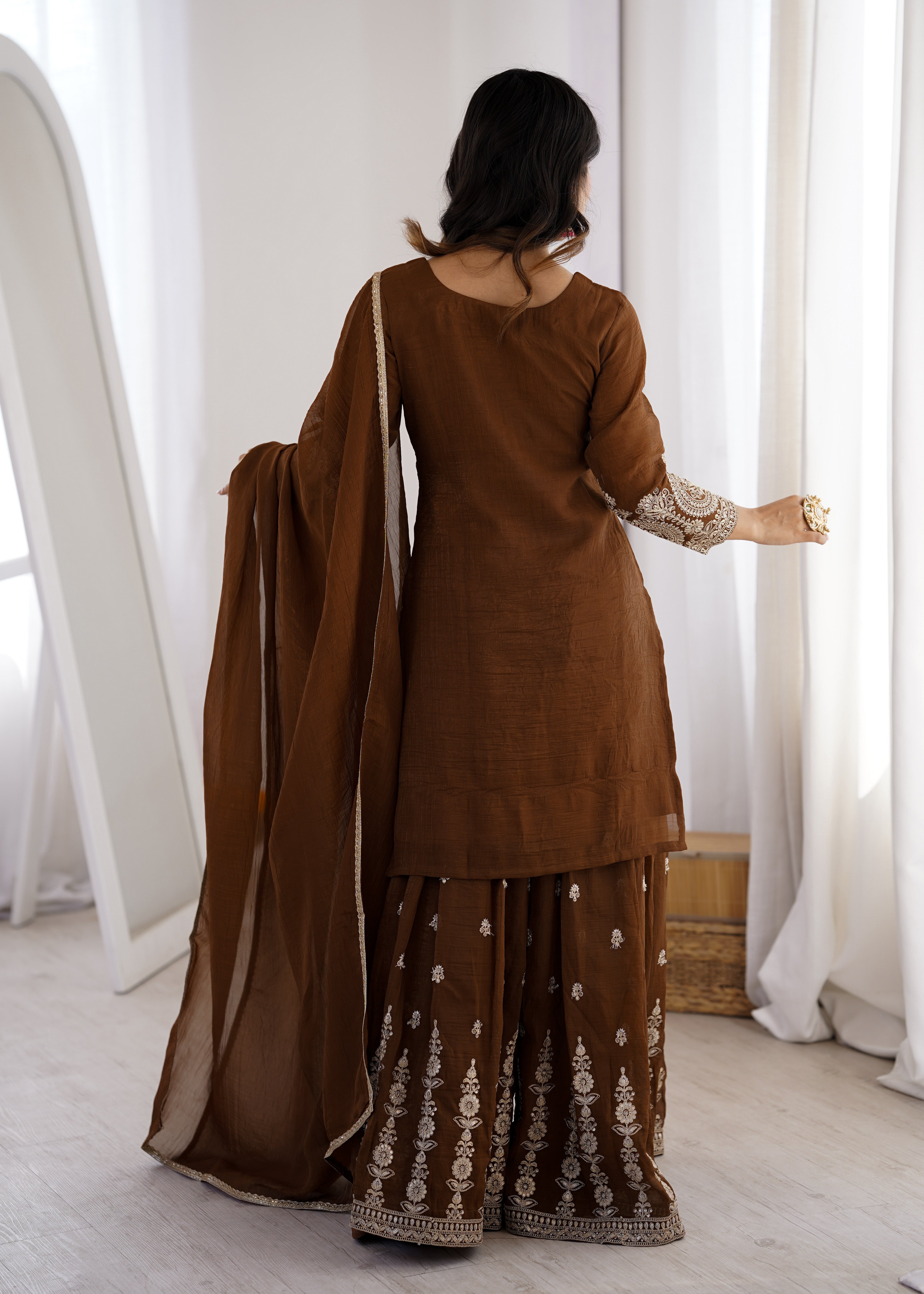 SOFT CRUNCHY SILK SHARARA SET