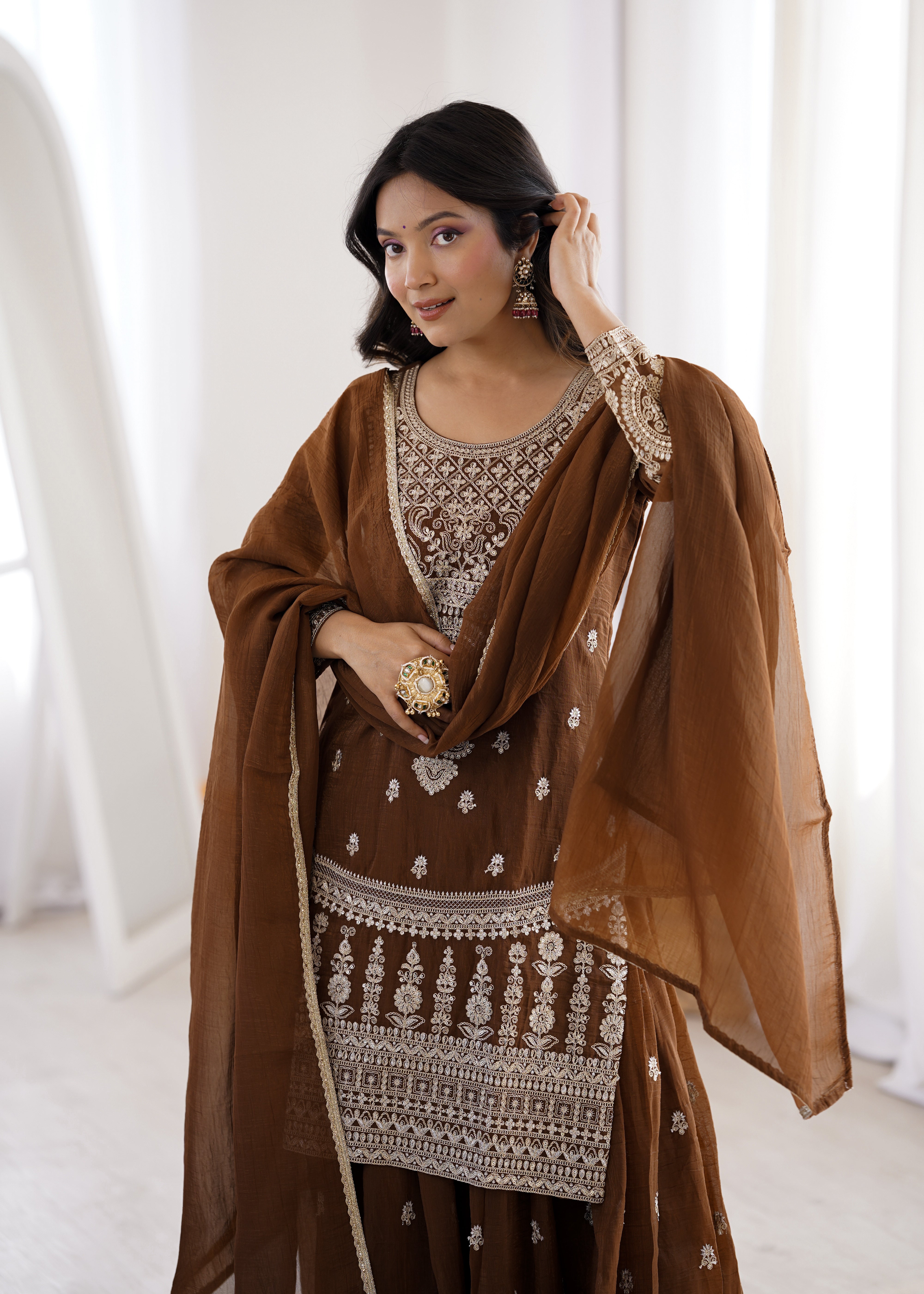 SOFT CRUNCHY SILK SHARARA SET
