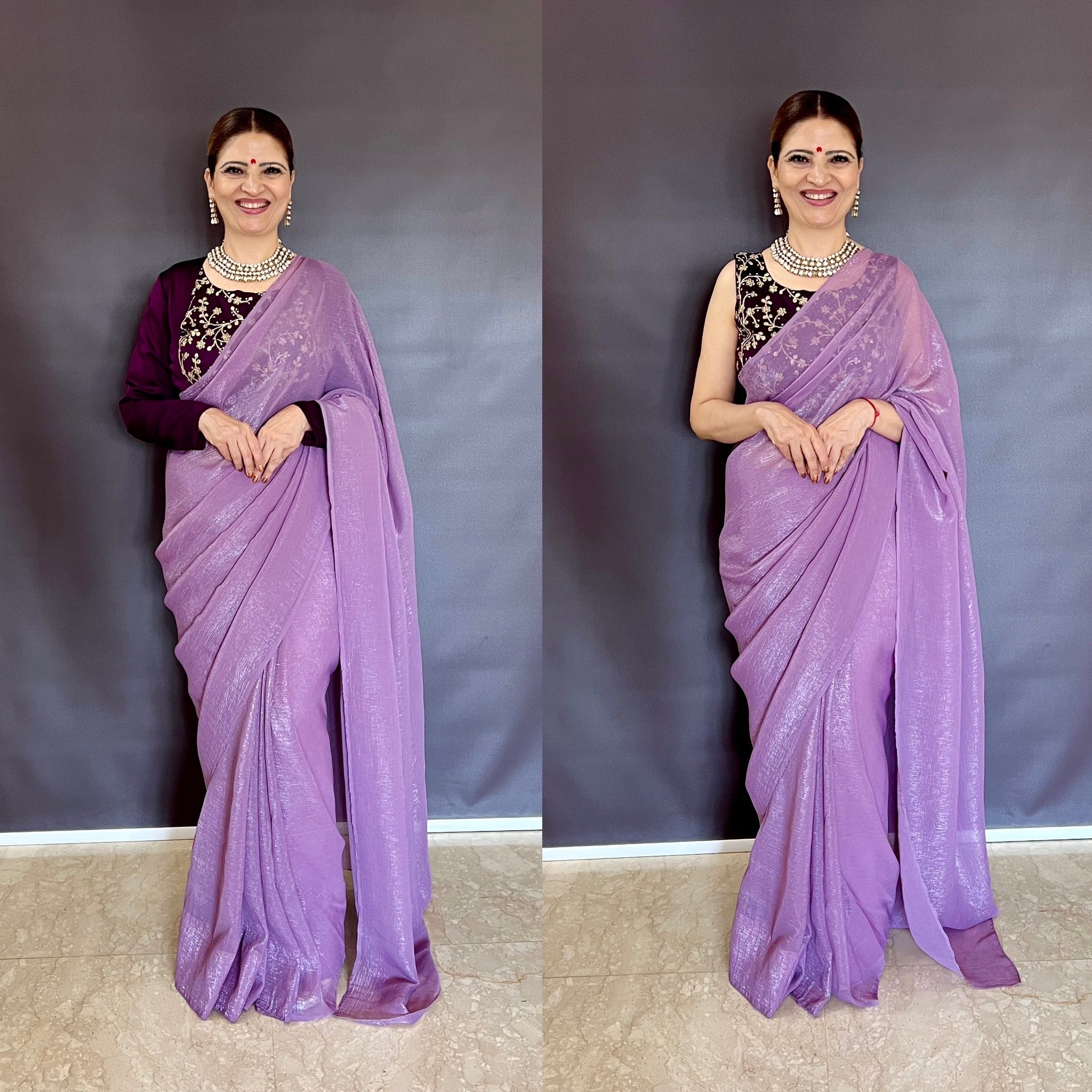 Get this sparkle silk saree with trendsetting kanthi blouse look
