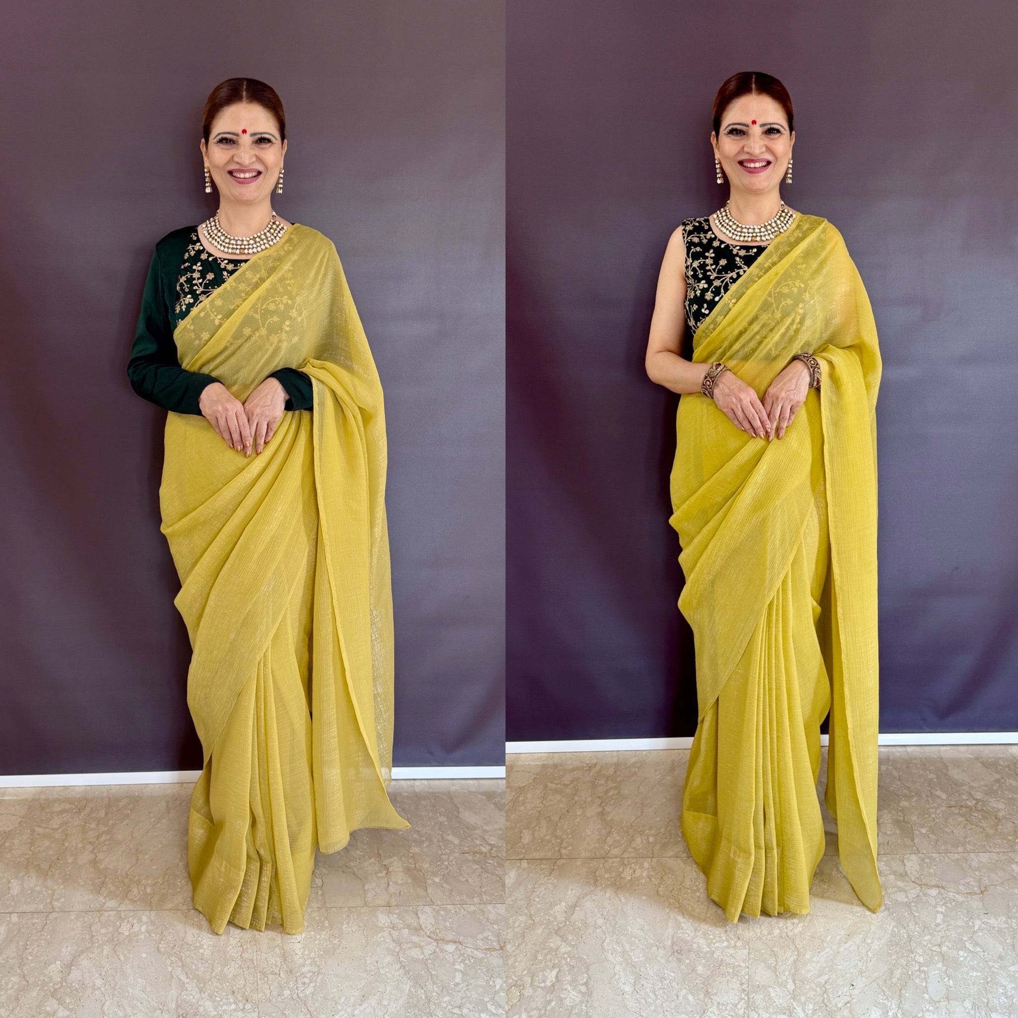 Get this sparkle silk saree with trendsetting kanthi blouse look