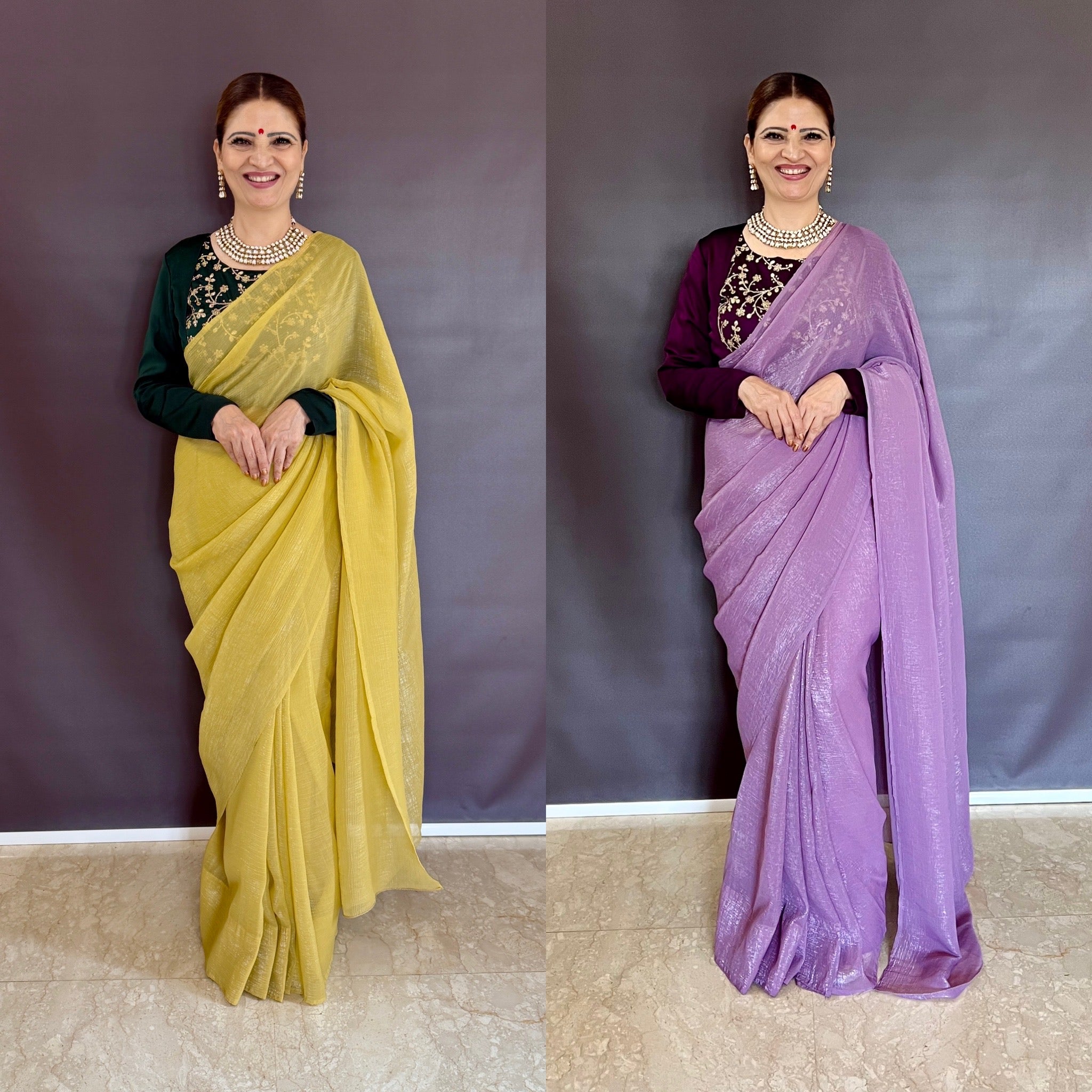 Get this sparkle silk saree with trendsetting kanthi blouse look