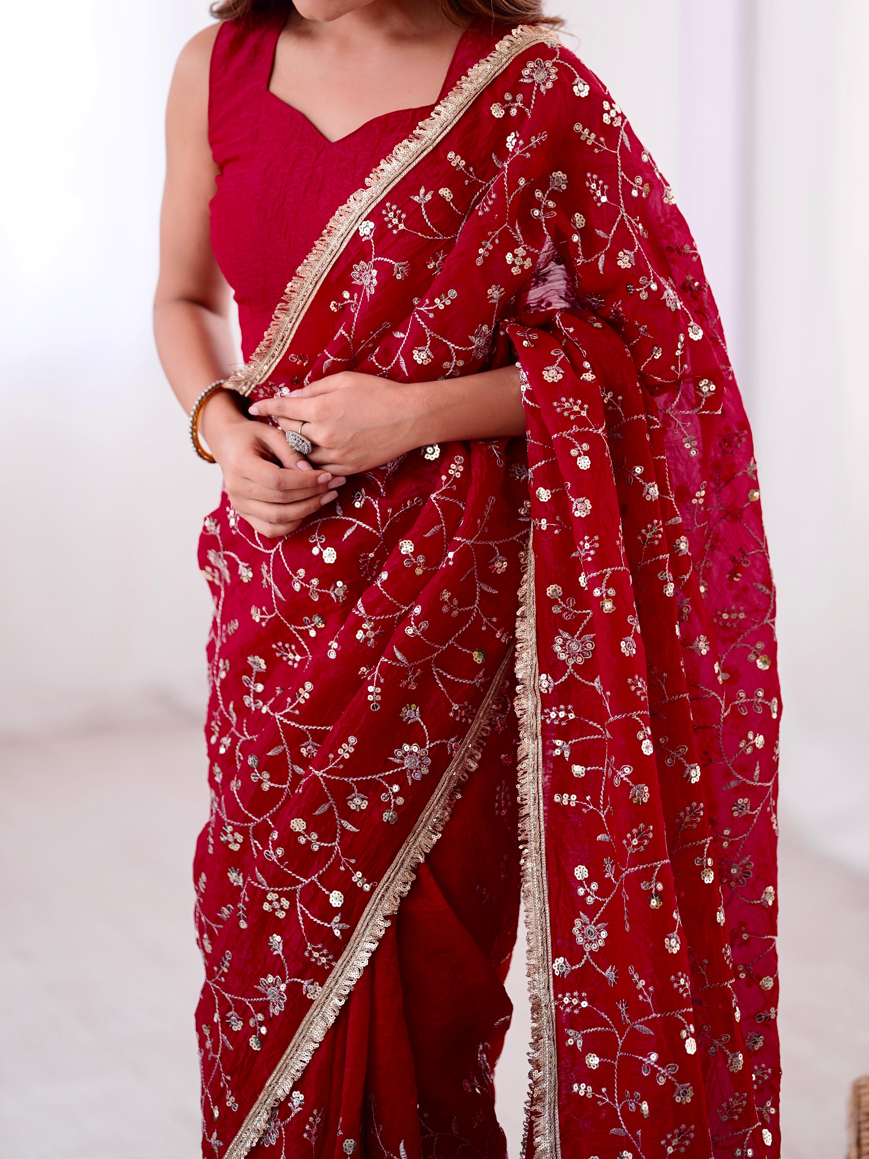 Crunchy Silk Sequins Saree
