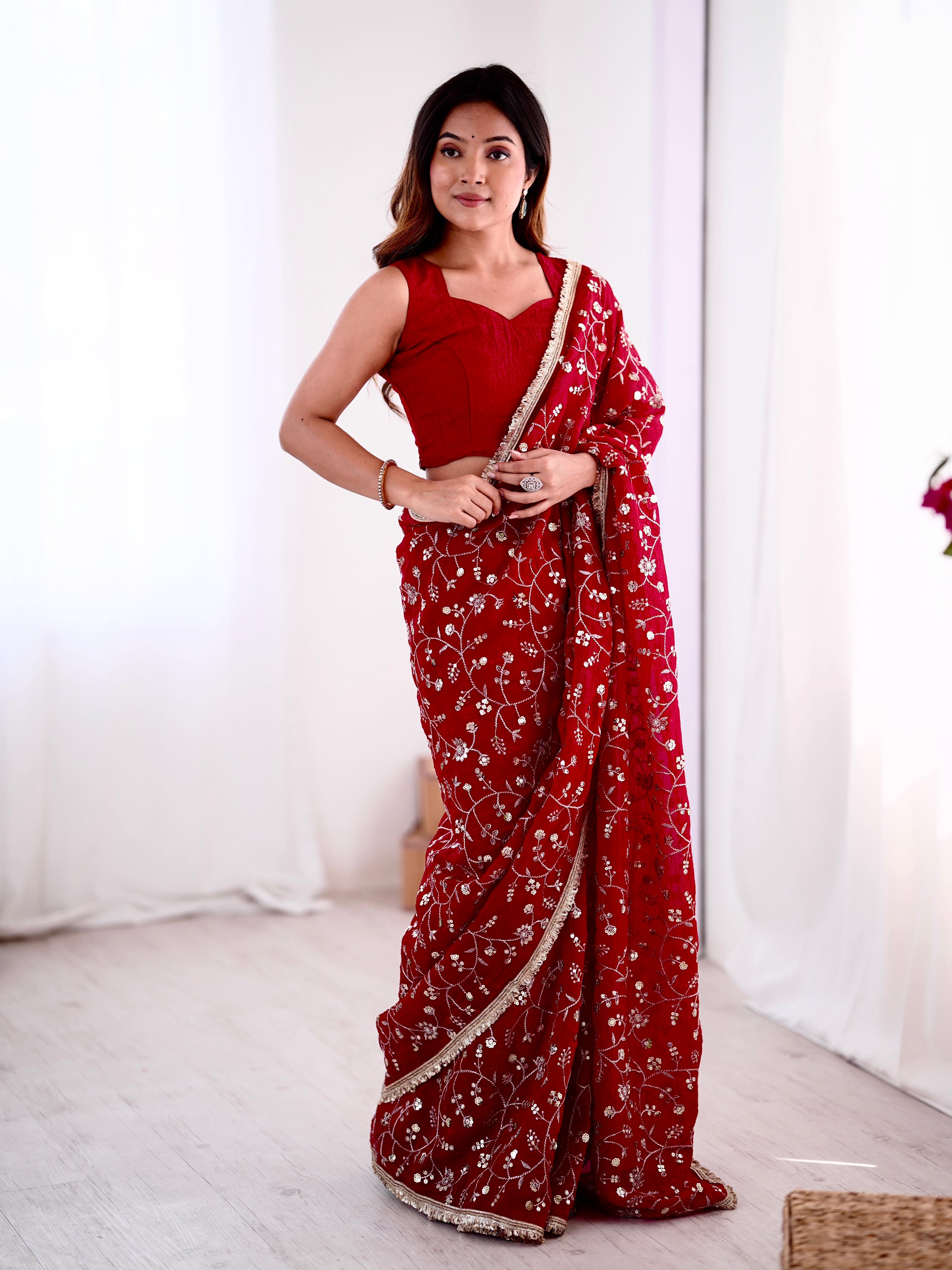 Crunchy Silk Sequins Saree