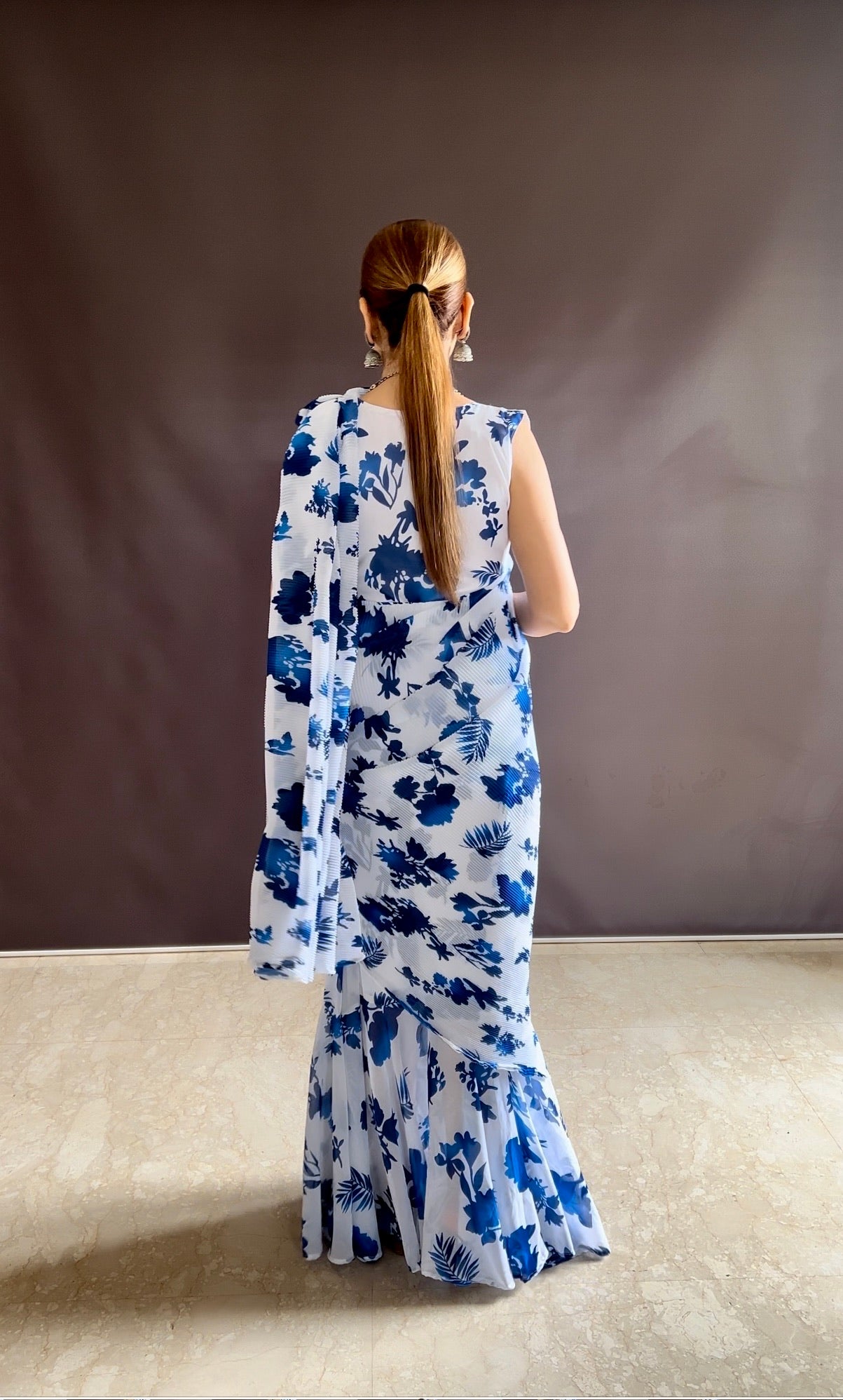 Elevate your style with vibrant colorful prints of Gown Saree