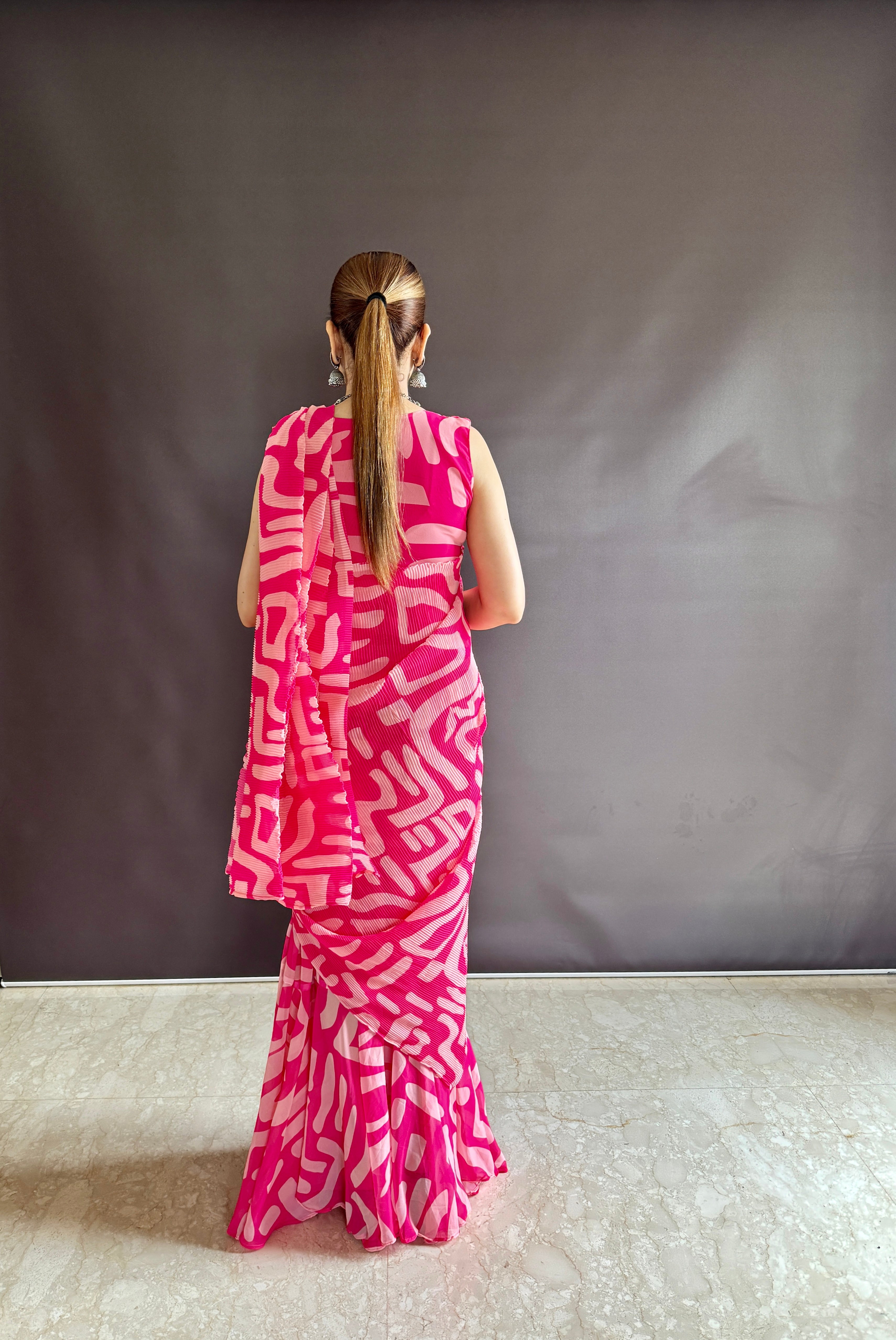 Elevate your style with vibrant colorful prints of Gown Saree