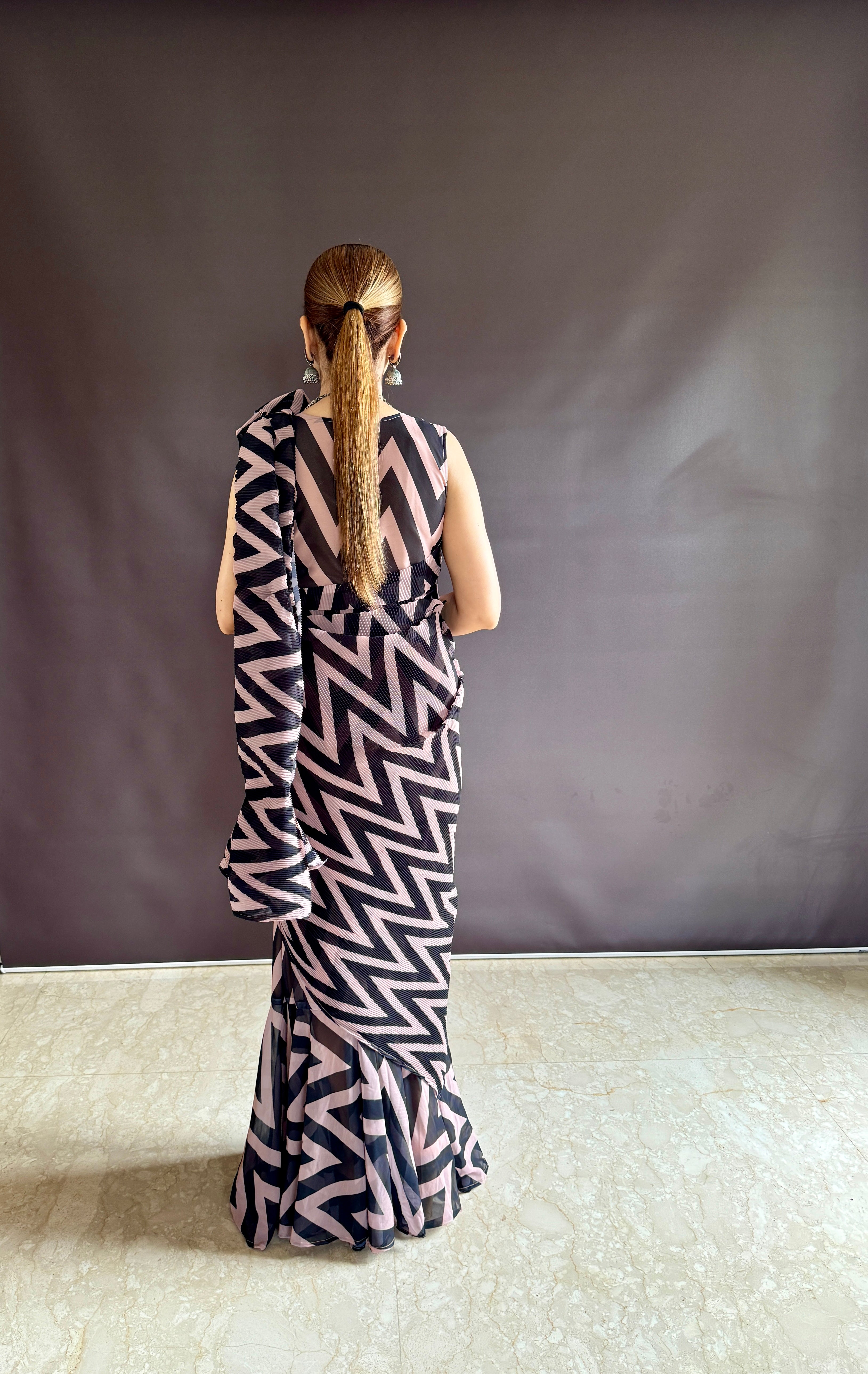 Elevate your style with vibrant colorful prints of Gown Saree