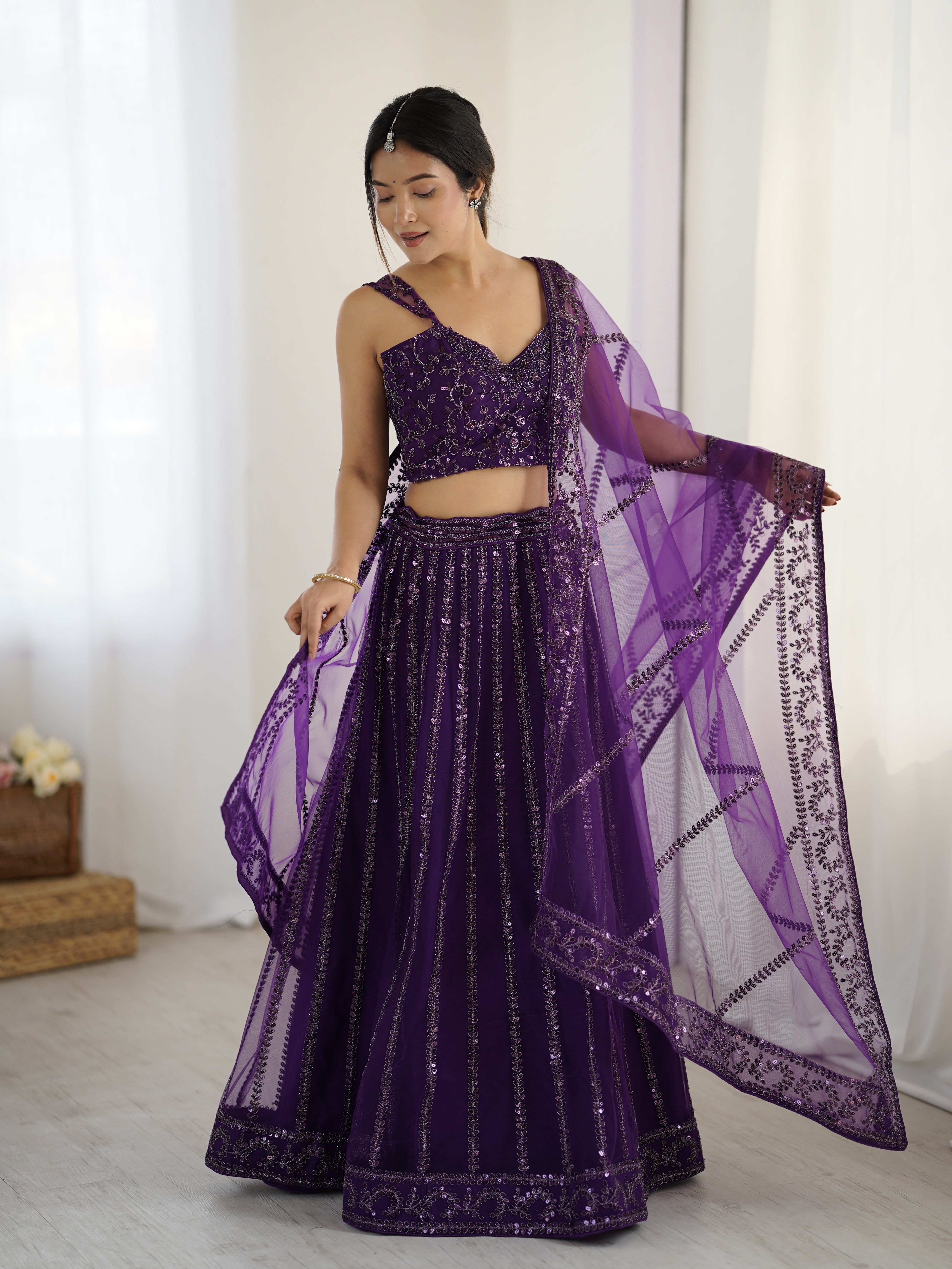 Lehenga Set - Where Tradition meets the magic of violet dreams