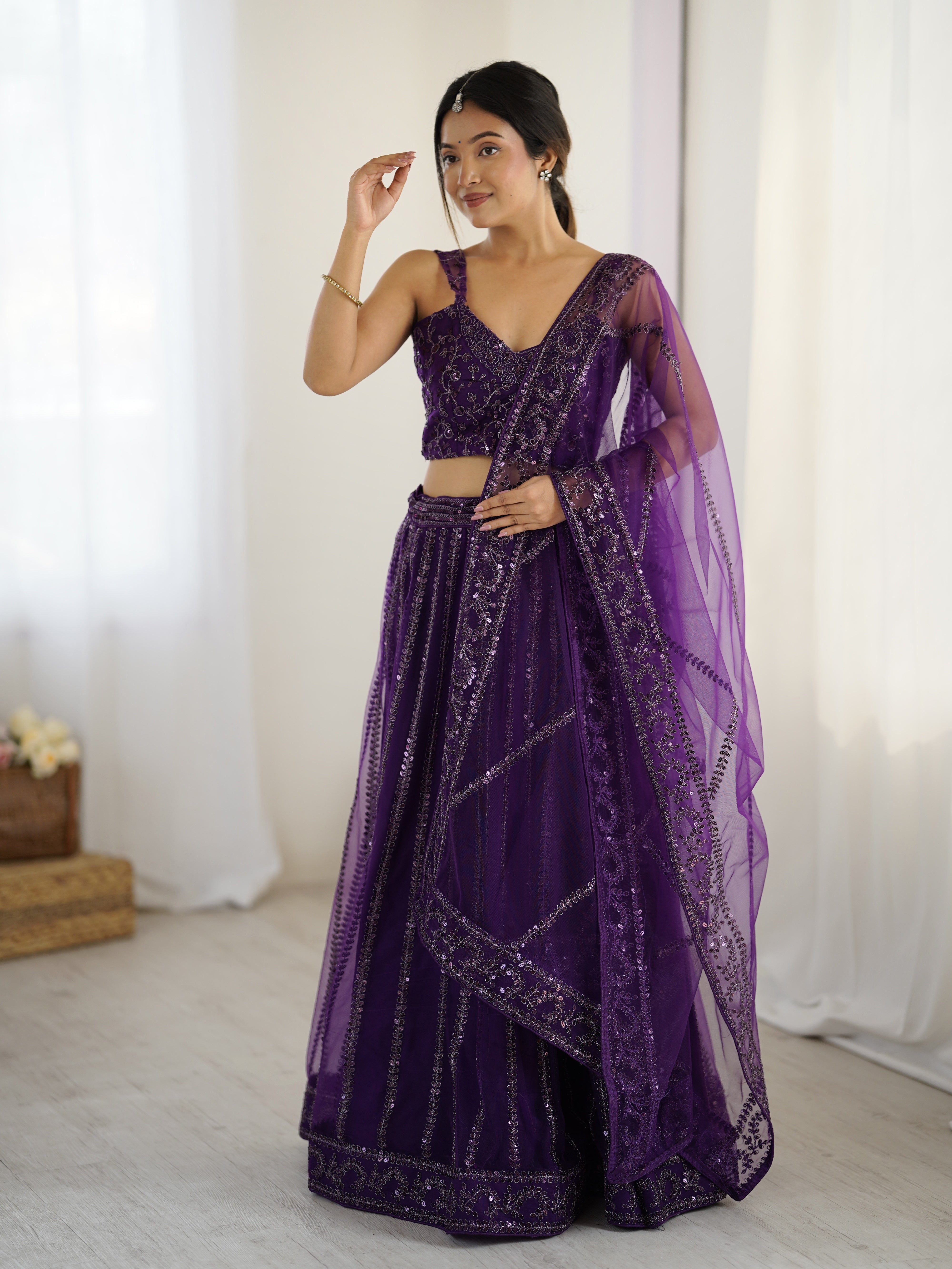Lehenga Set - Where Tradition meets the magic of violet dreams