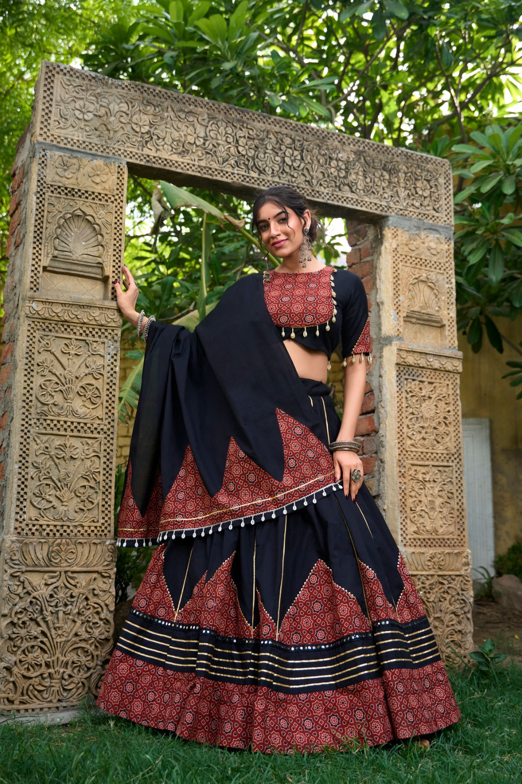 Lehenga With Eye-Catching Prints, and Gota Patti