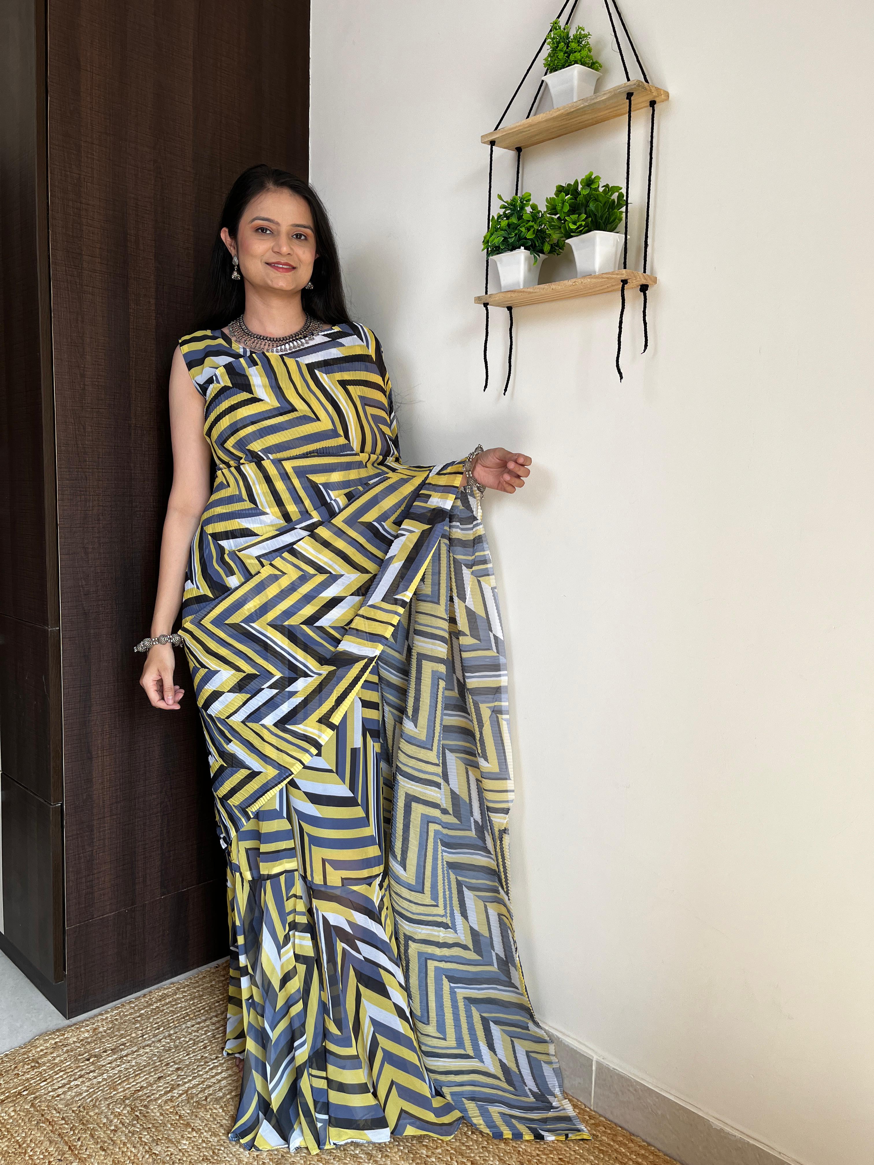 Get ready this festive season with this pre Drapped saree Gown ππ