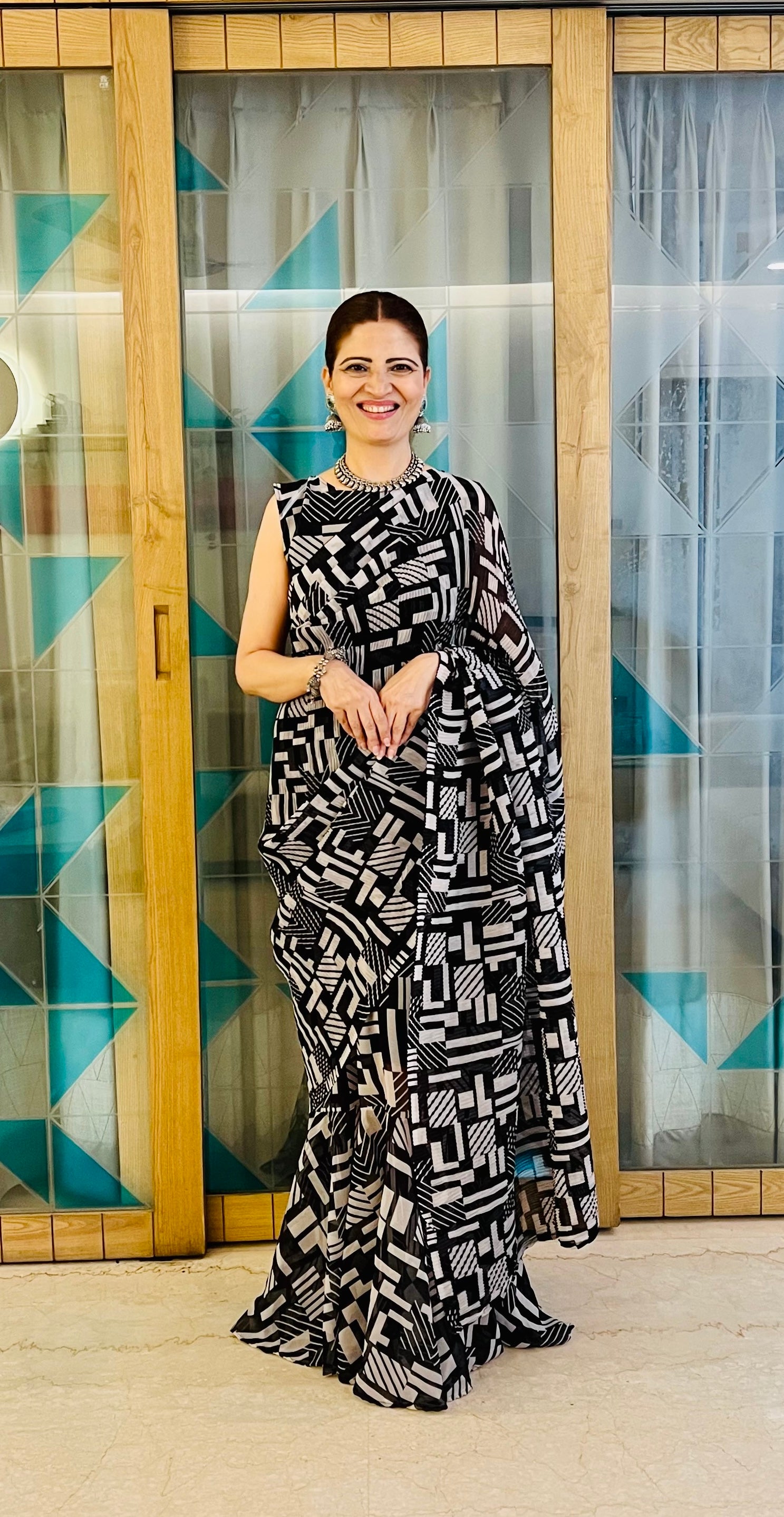 Get ready this festive season with this pre Drapped saree Gown