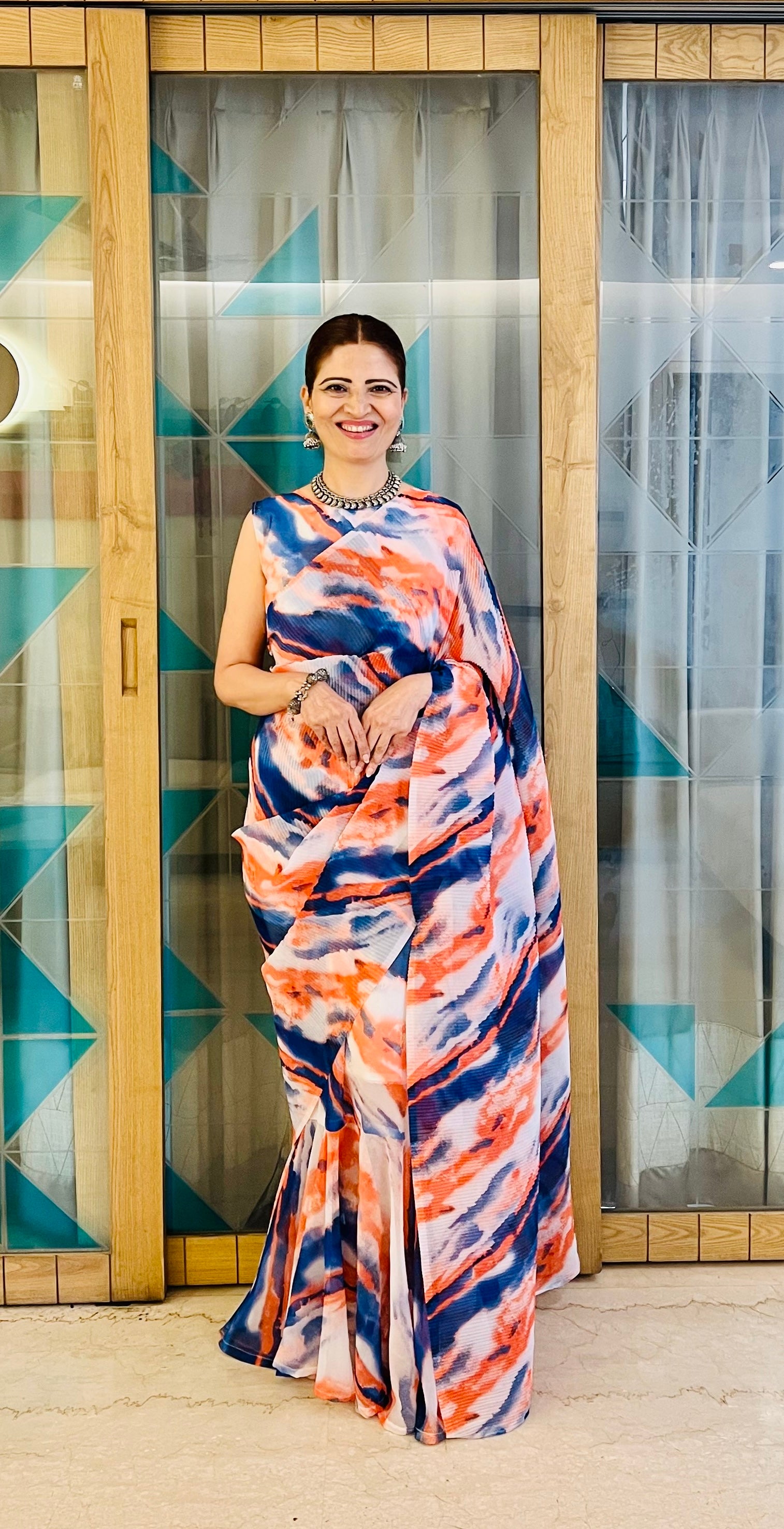 Get ready this festive season with this pre Drapped saree Gown