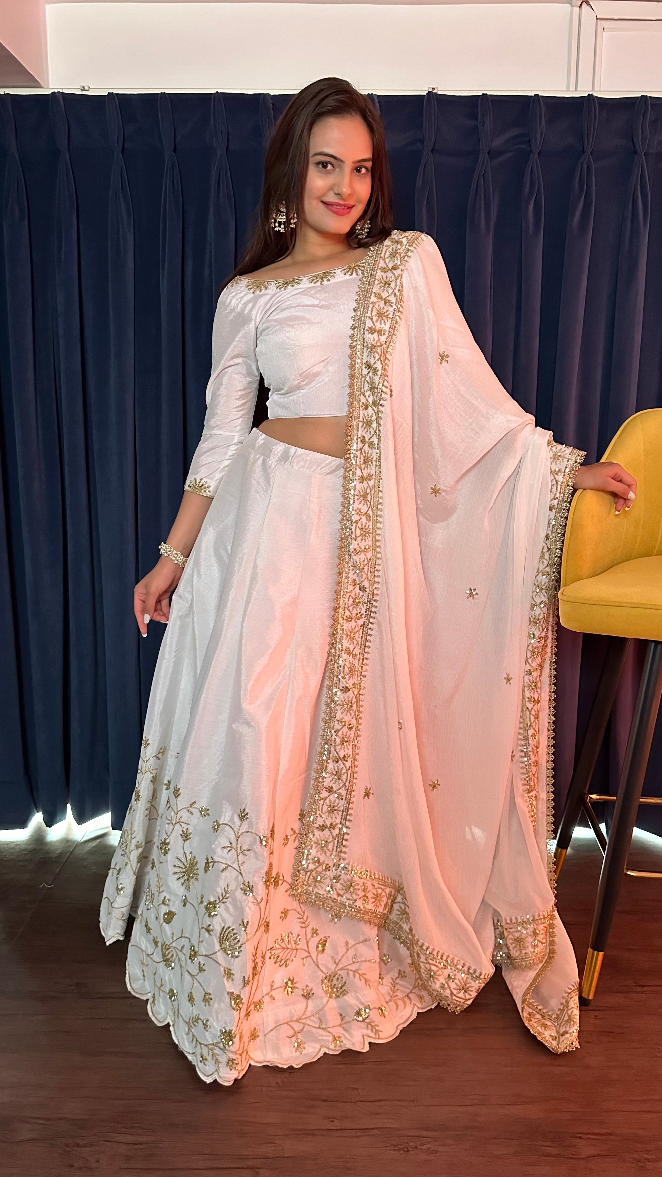 Fashion Book Present Designer White Lehenga