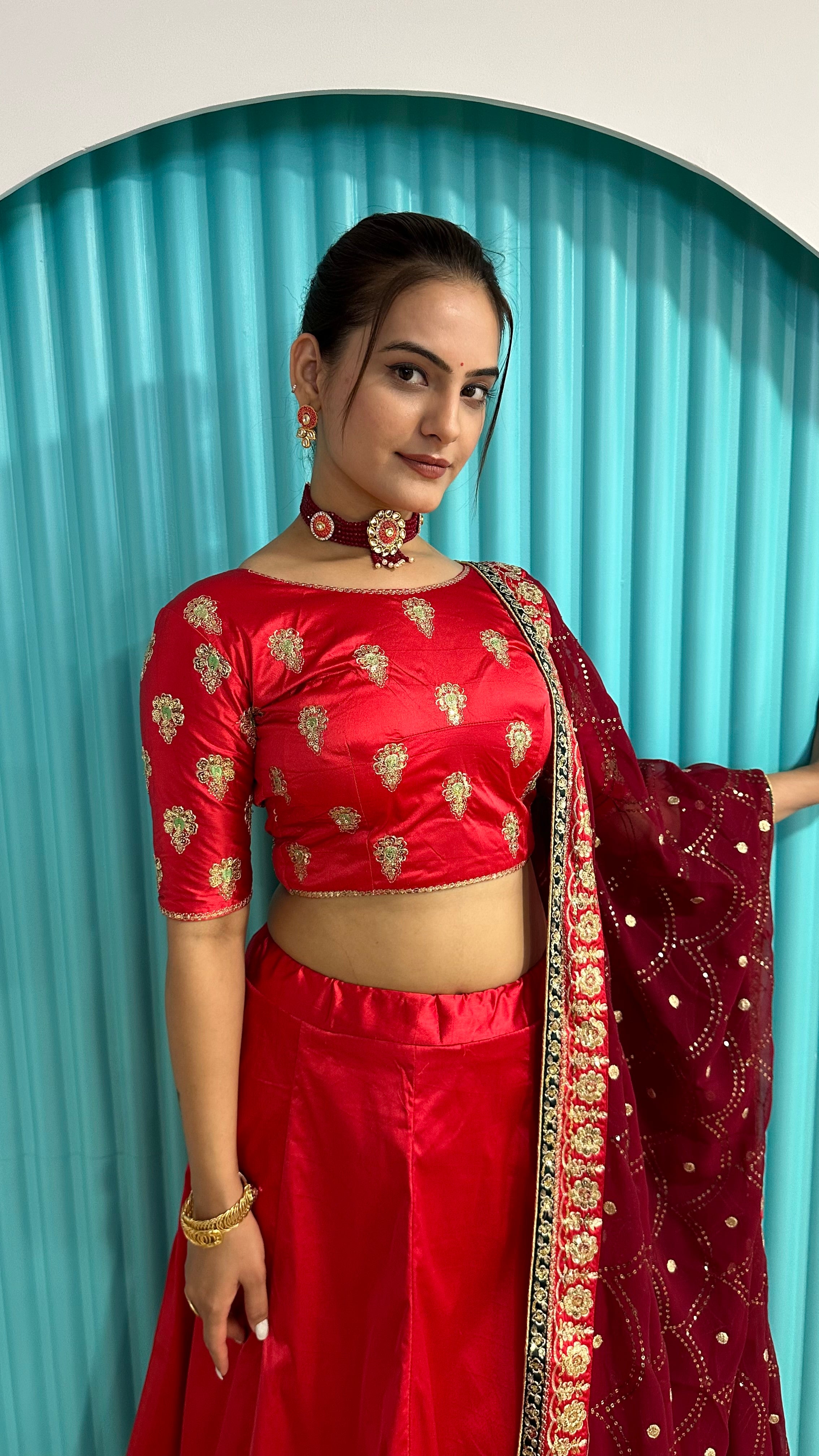 Fashion Book Present Designer Red Lehenga Set
