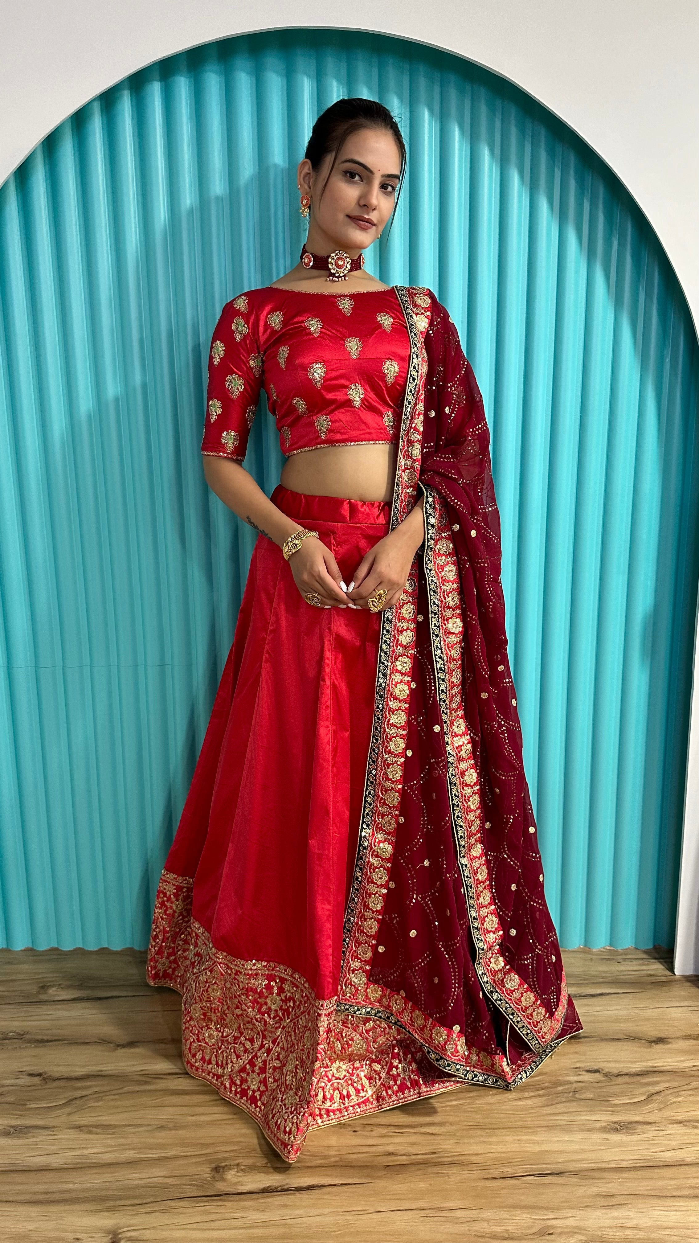 Fashion Book Present Designer Red Lehenga Set