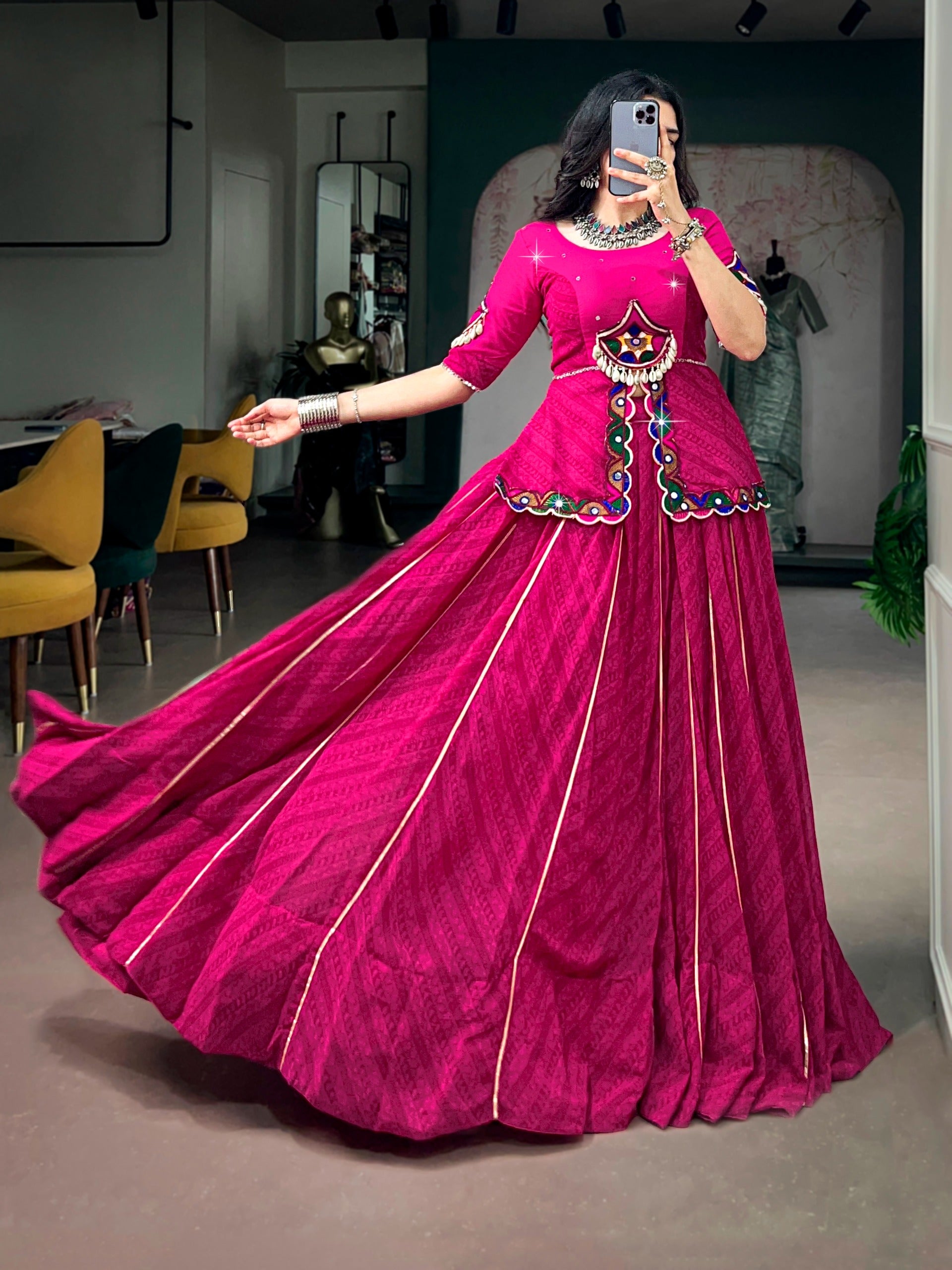 Twirl ready in Rani pink.
