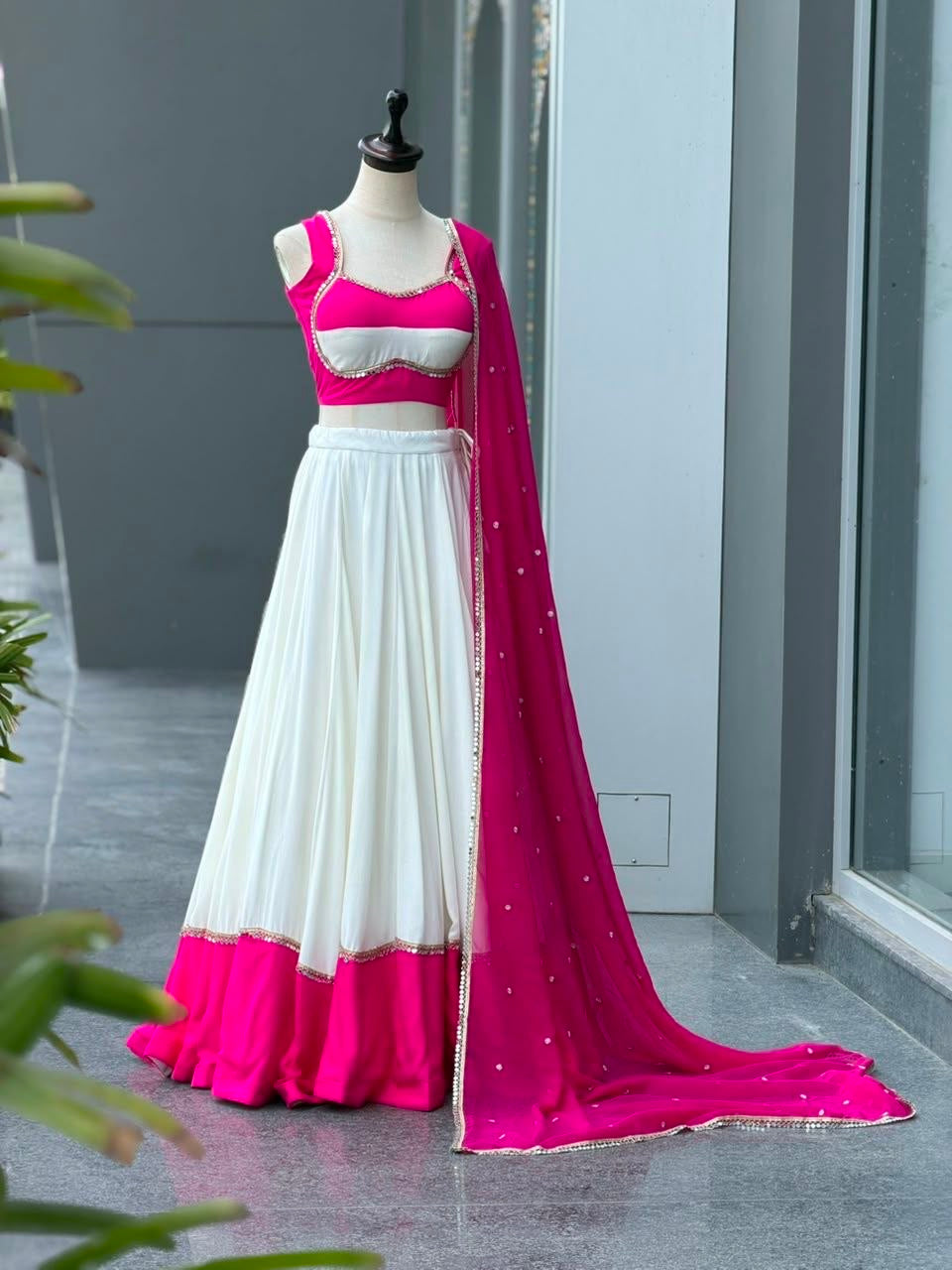 A bold pop of pink Lehenga