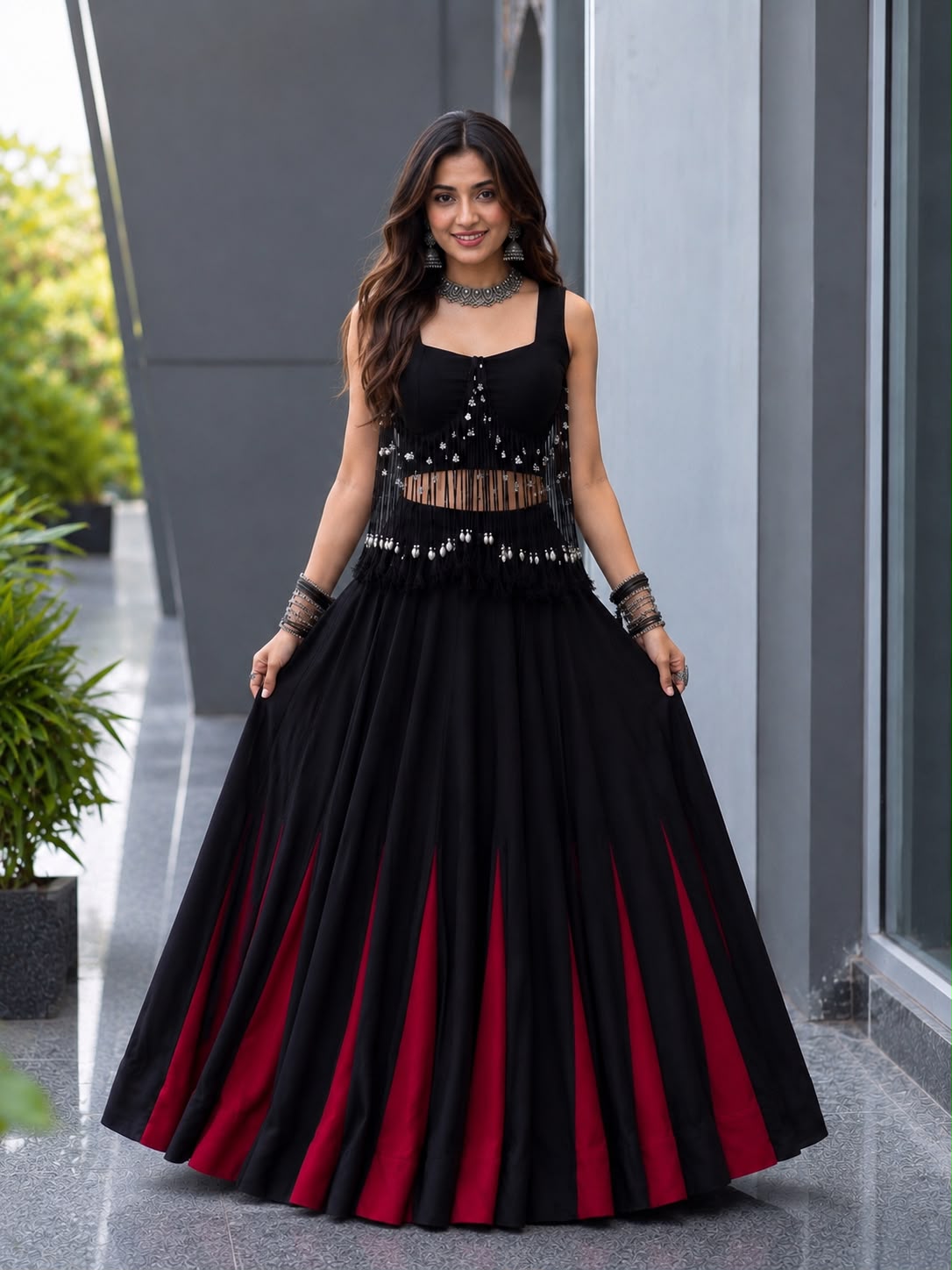 Midnight drama, modern glamour- Lehenga set