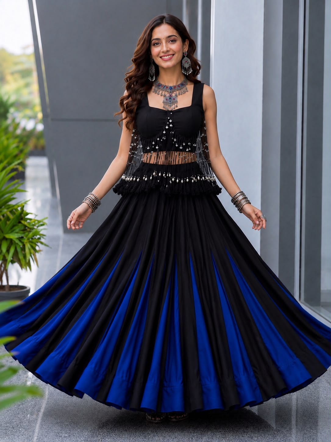 Midnight drama, modern glamour- Lehenga set