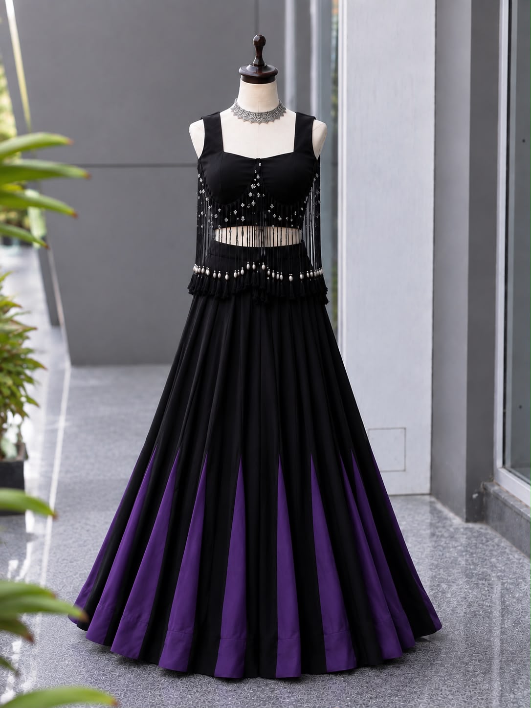 Midnight drama, modern glamour- Lehenga set