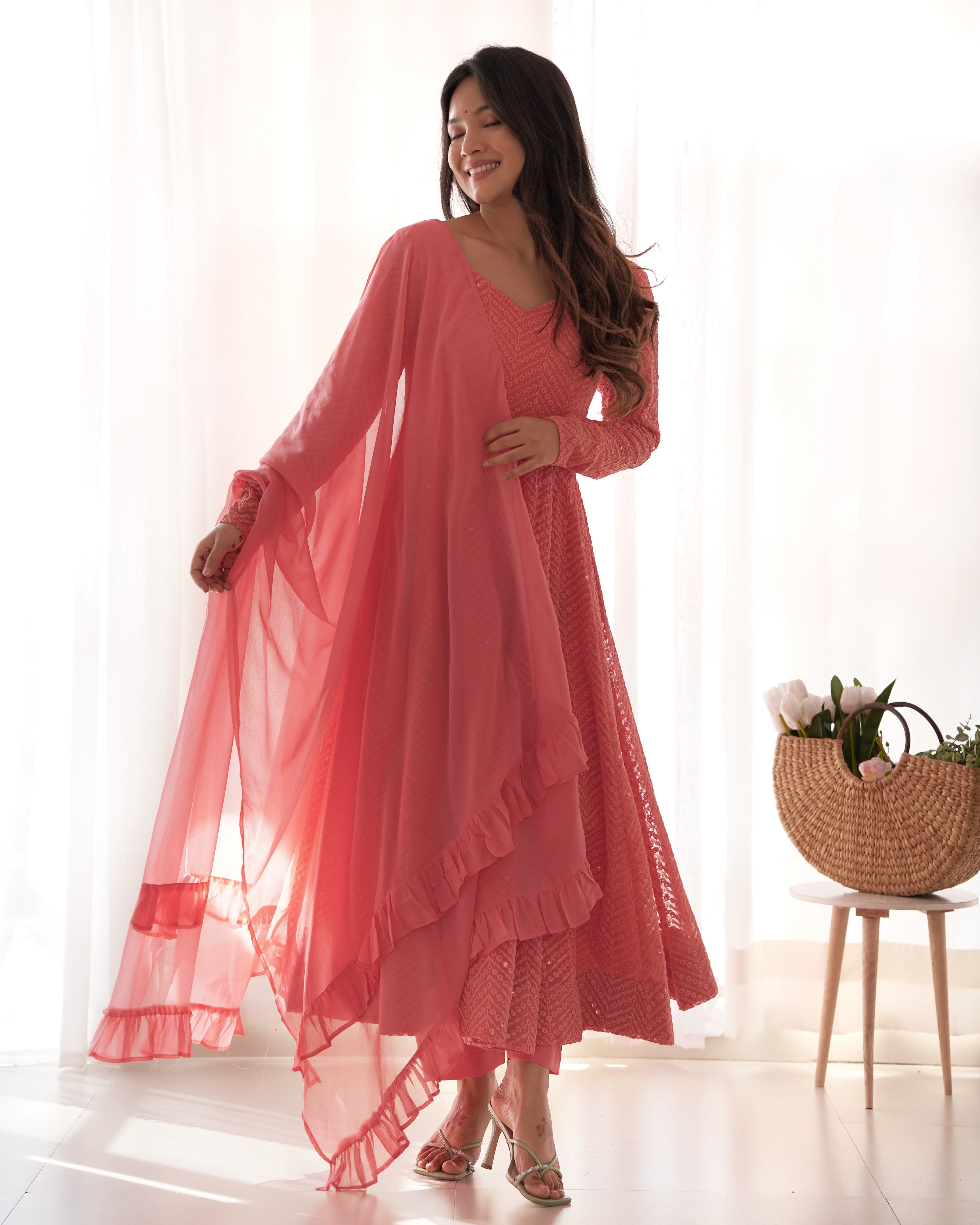 BEAUTIFUL LUKHNOWI SEQUENCE ANARKALI SET