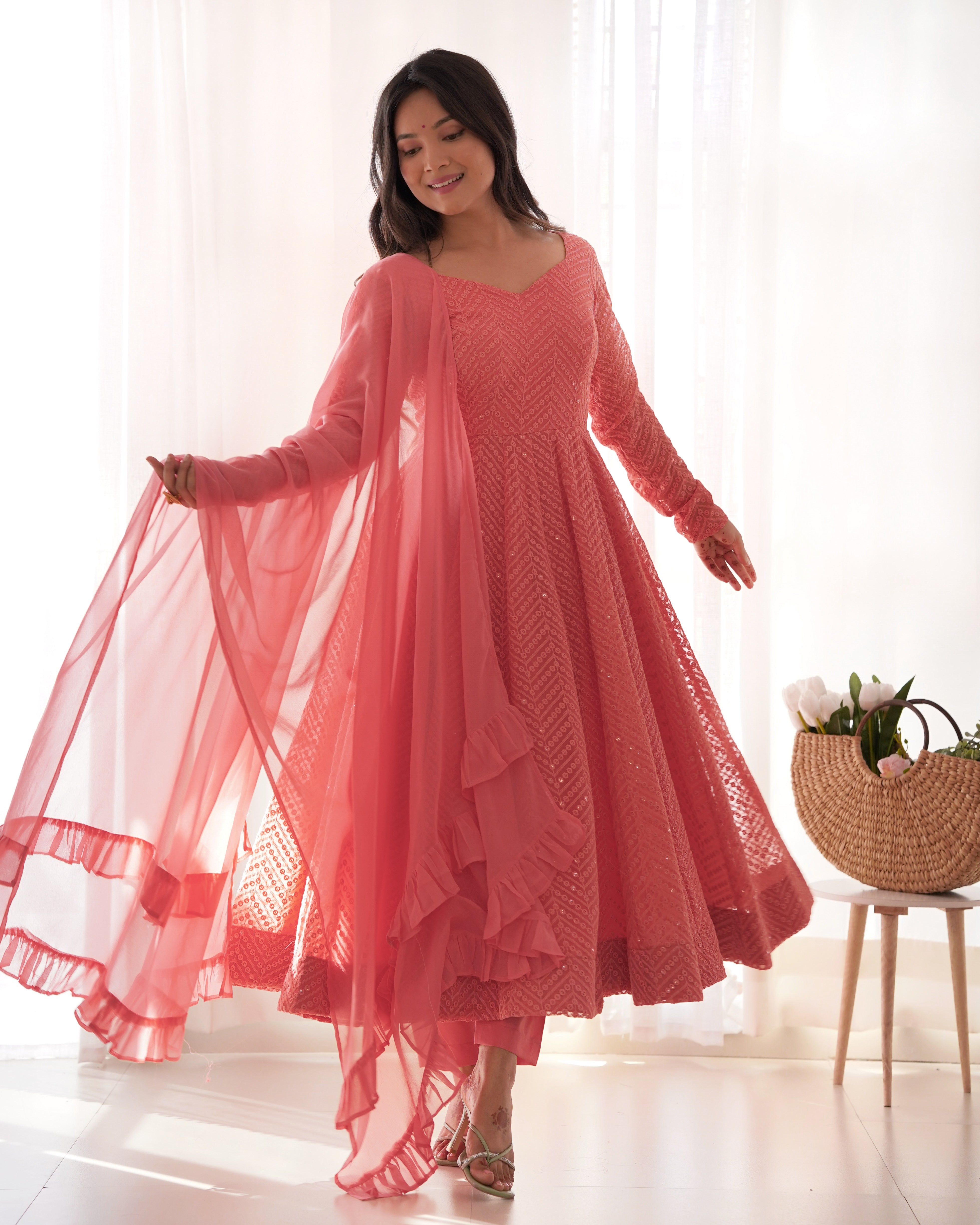 BEAUTIFUL LUKHNOWI SEQUENCE ANARKALI SET