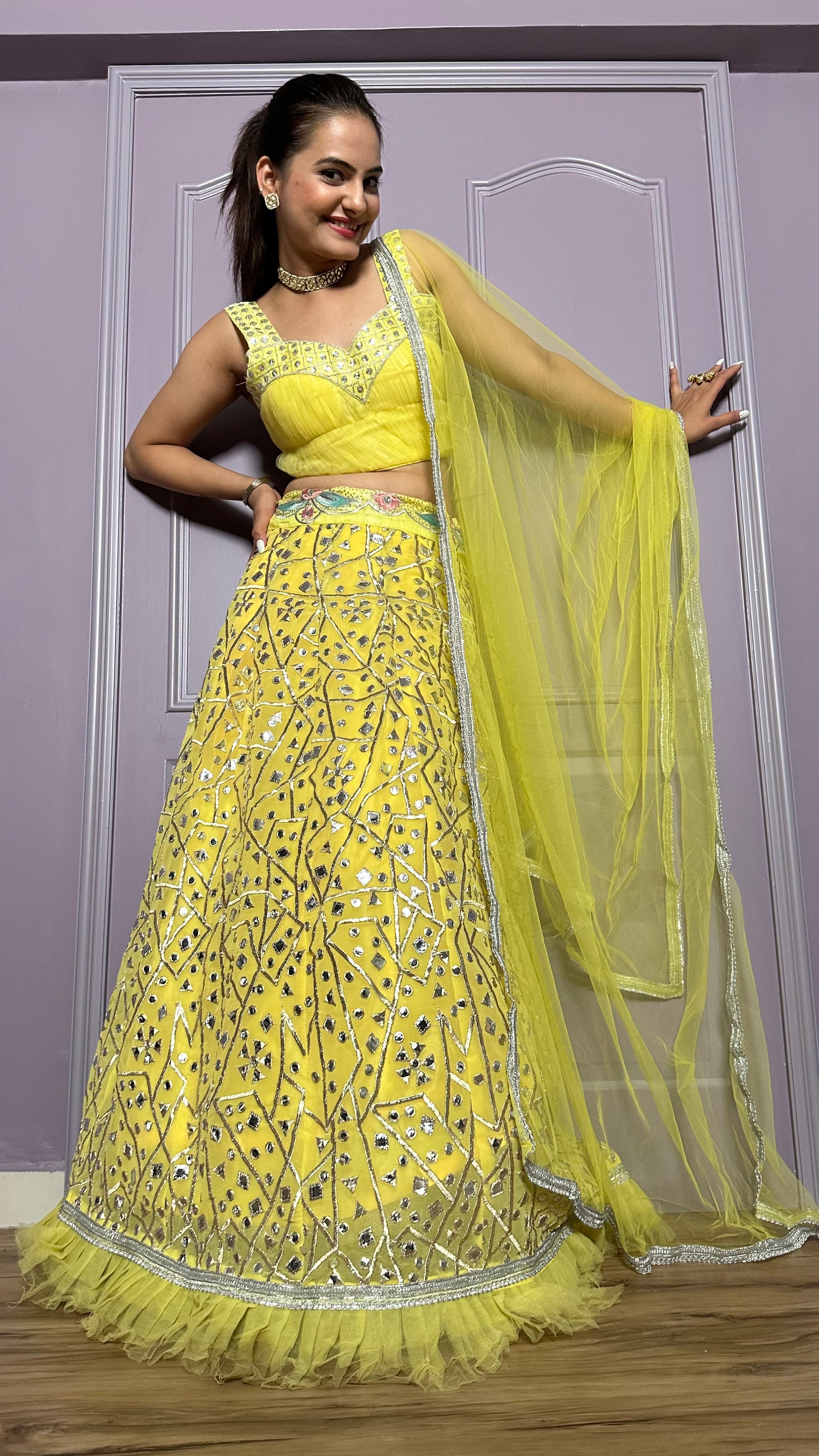 Happiness looks gorgeous in yellow Lehenga Set
